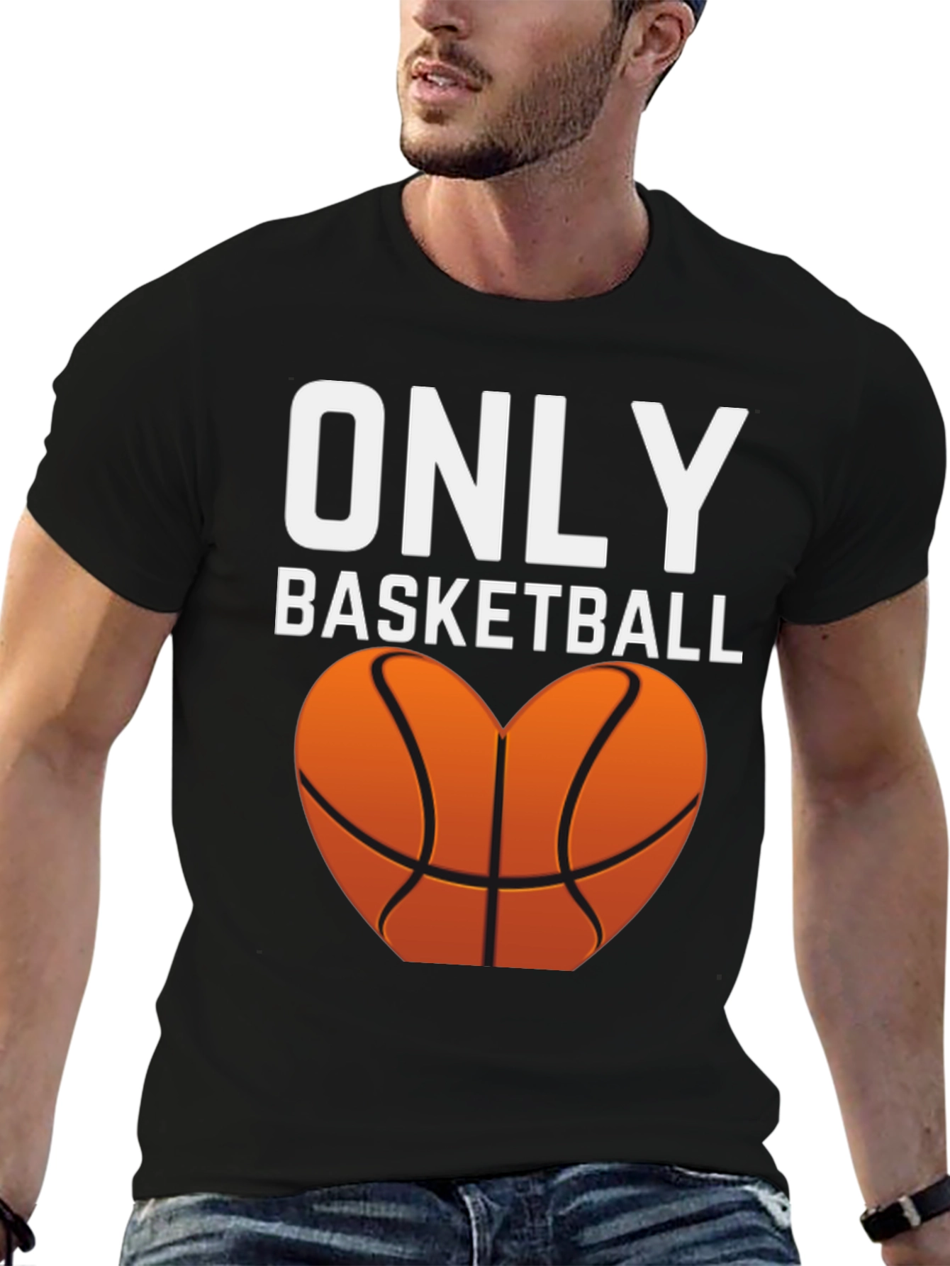 Black Only Basketball Heart Graphic Tee view 6