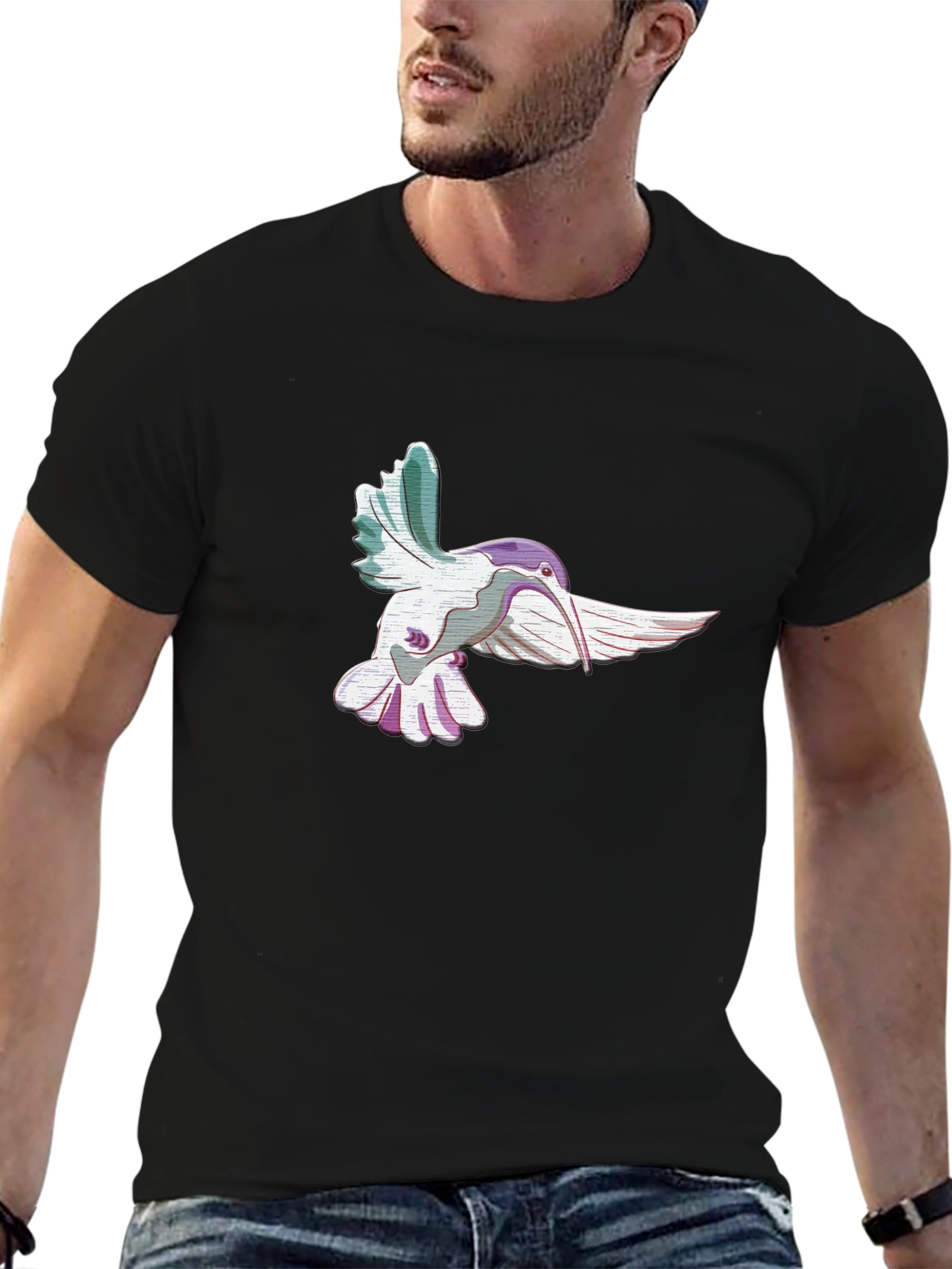Black Hummingbird Graphic Black T-Shirt view 6