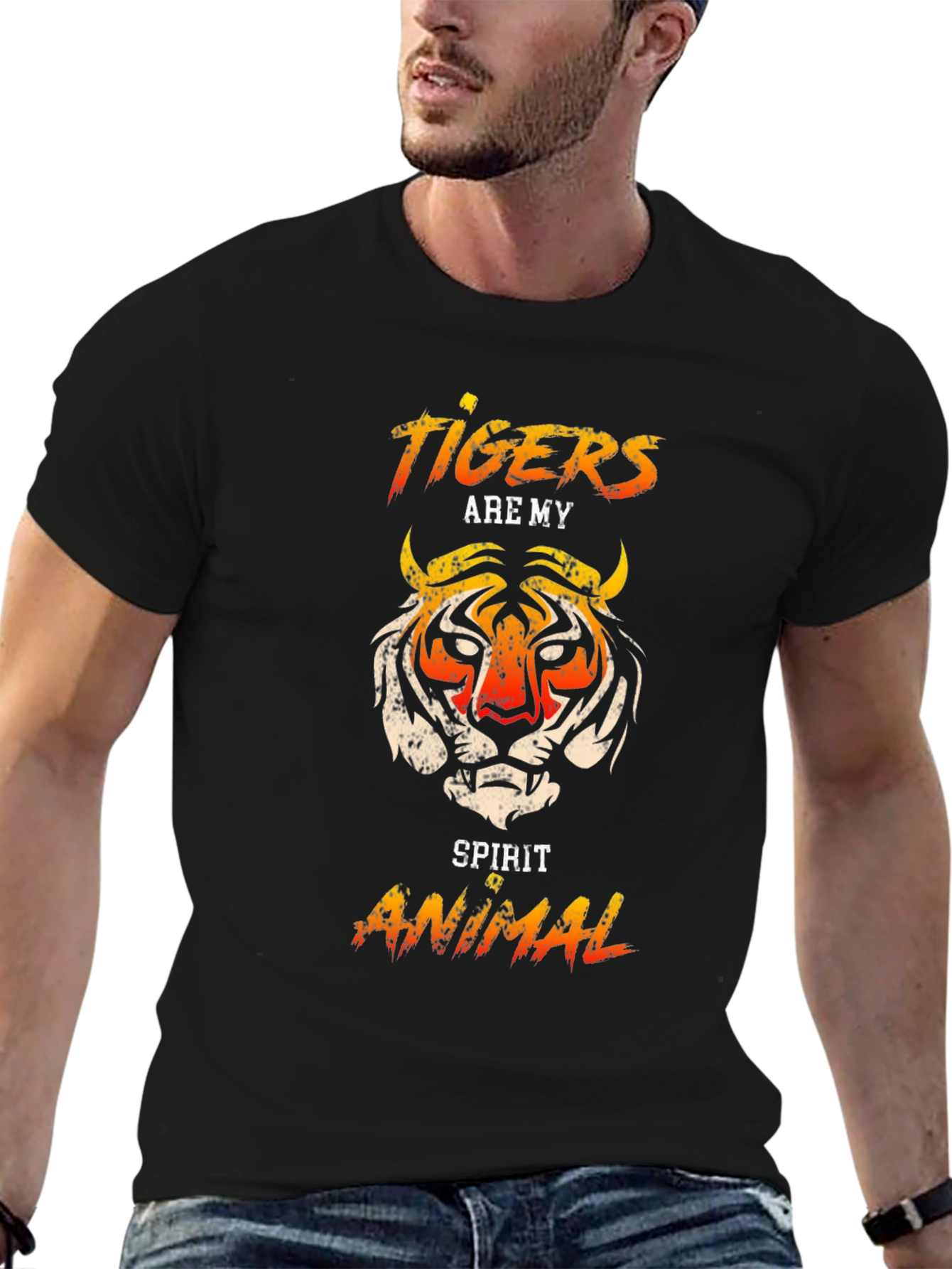 Black Tiger Spirit Animal Graphic T-Shirt view 6