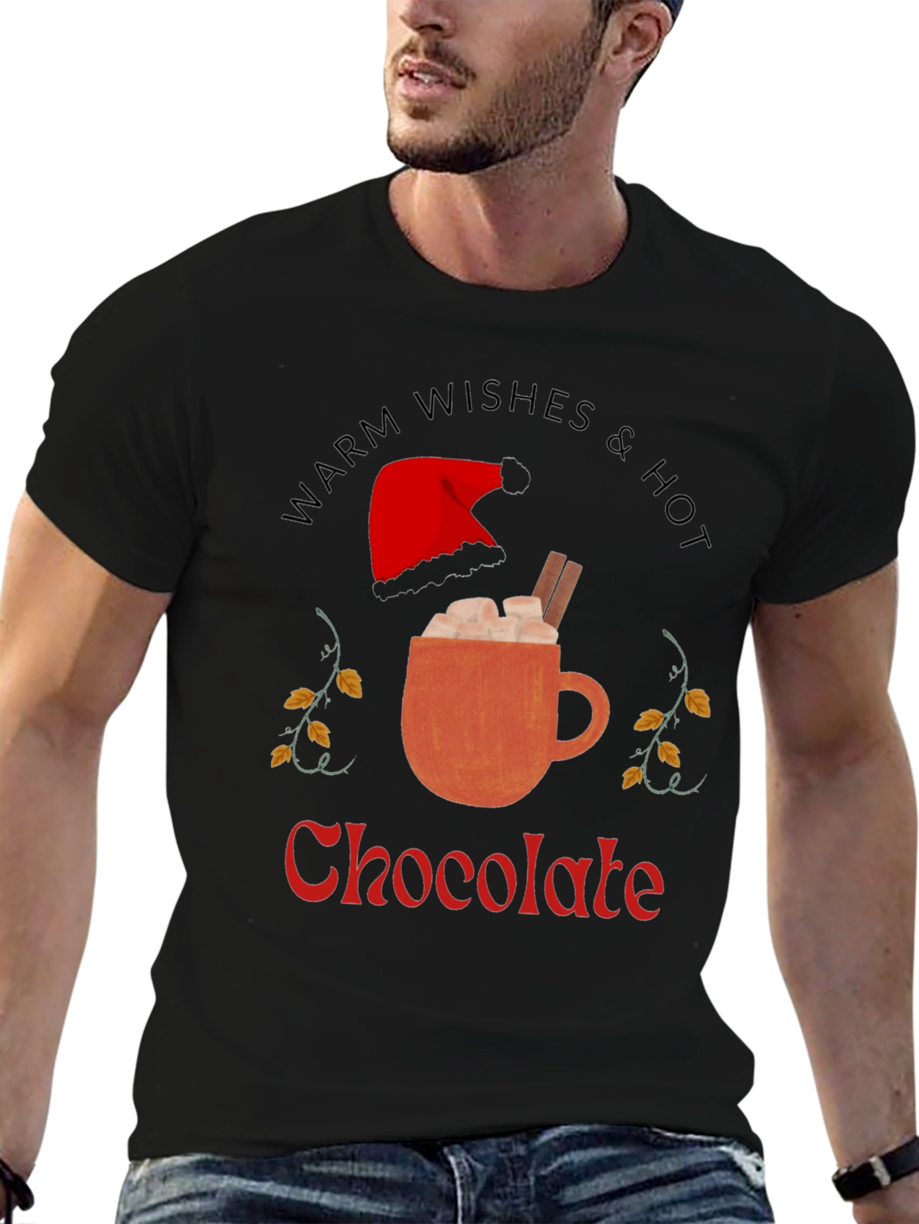 Black Warm Wishes & Hot Chocolate Graphic Tee view 6