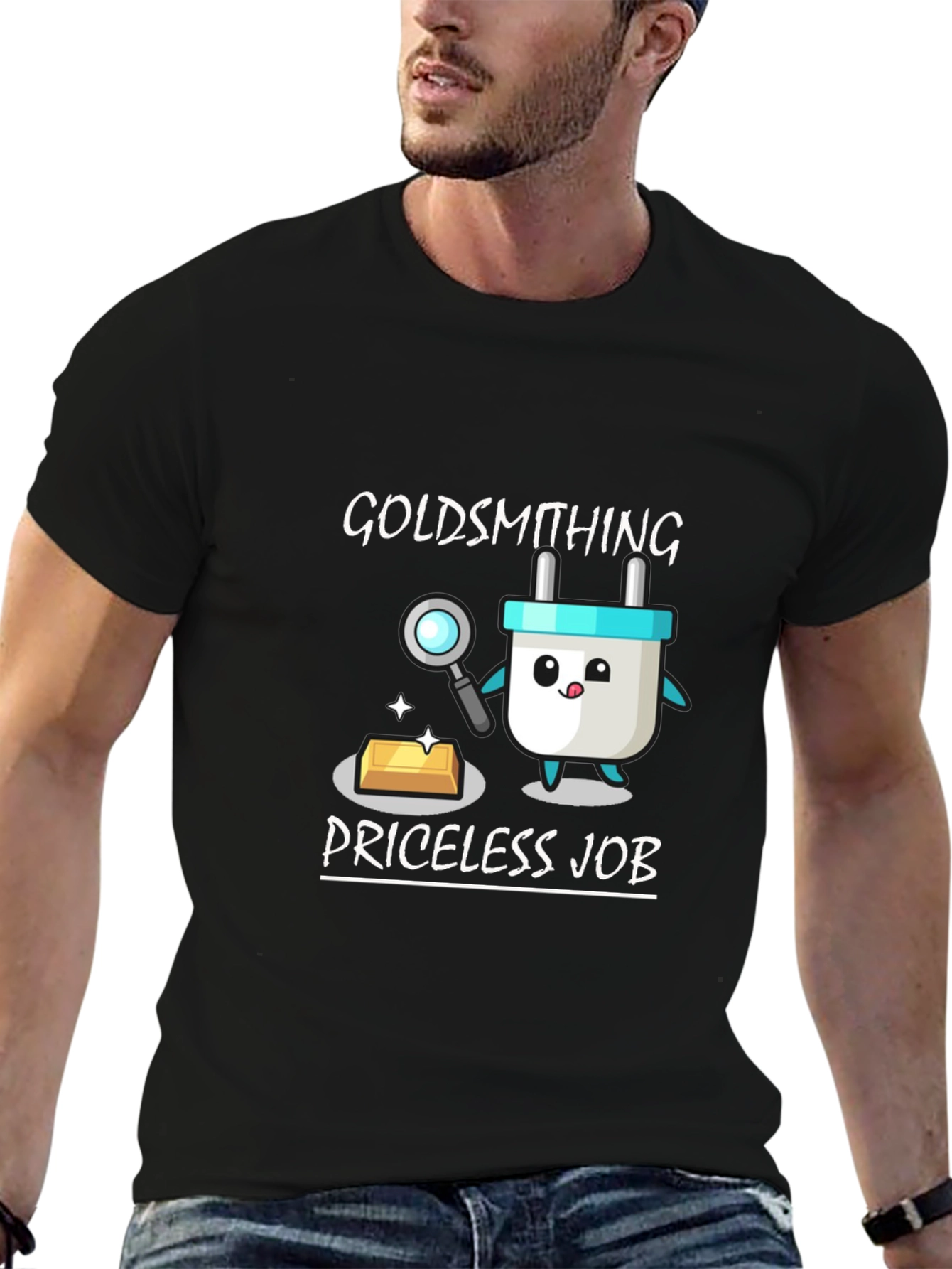 Black Goldsmithing Priceless Job Black T-Shirt view 6