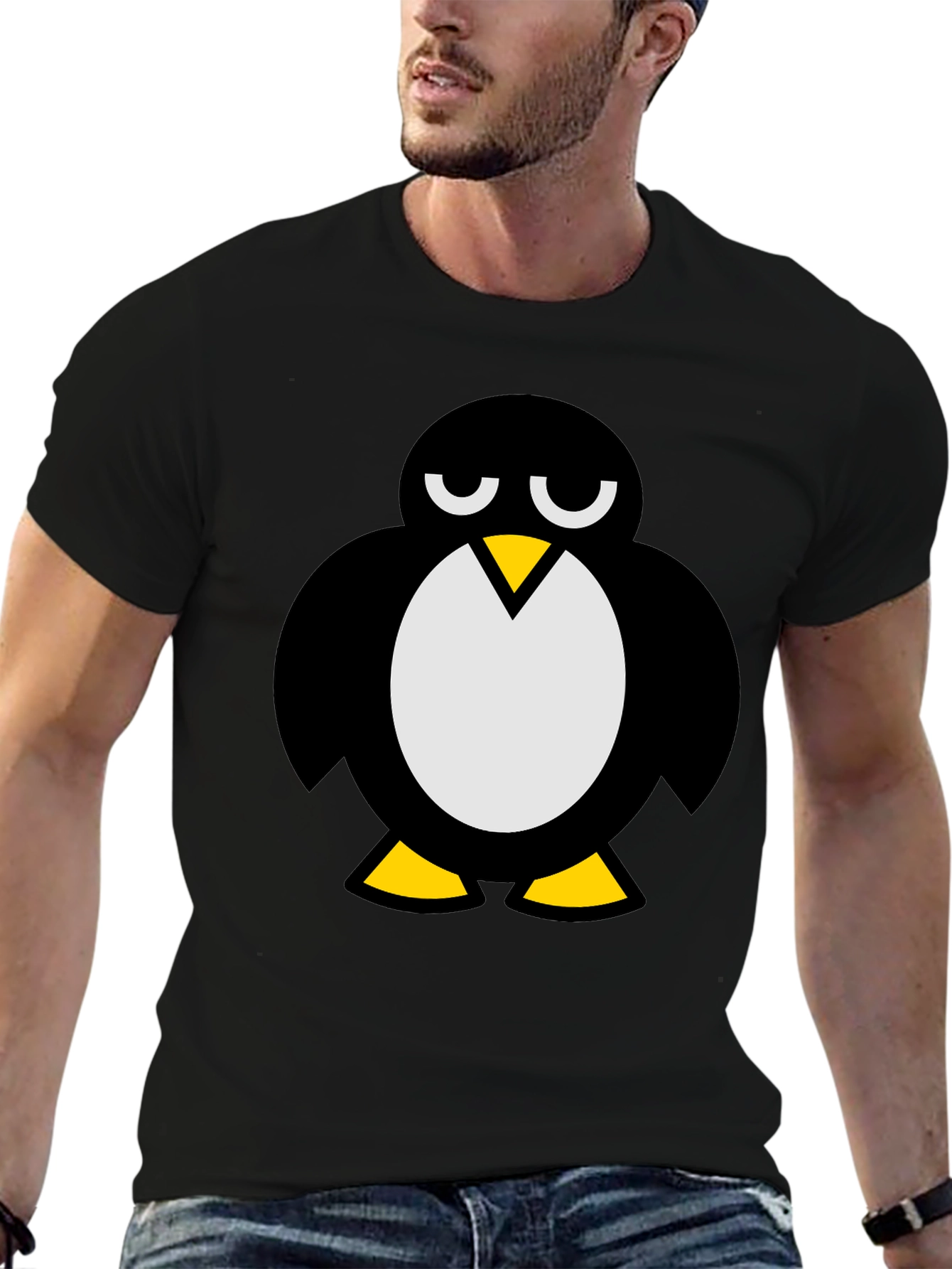 Black Cool Penguin Graphic T-Shirt - Black view 6