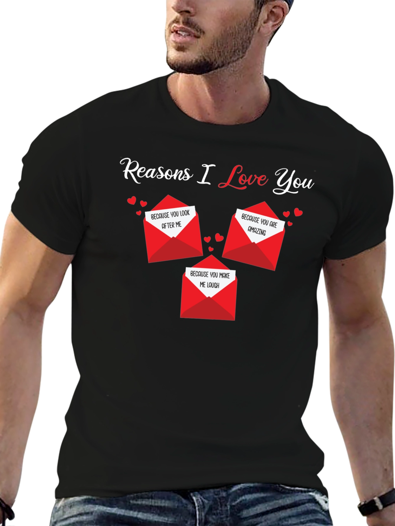 Black Reasons I Love You Graphic Tee view 6