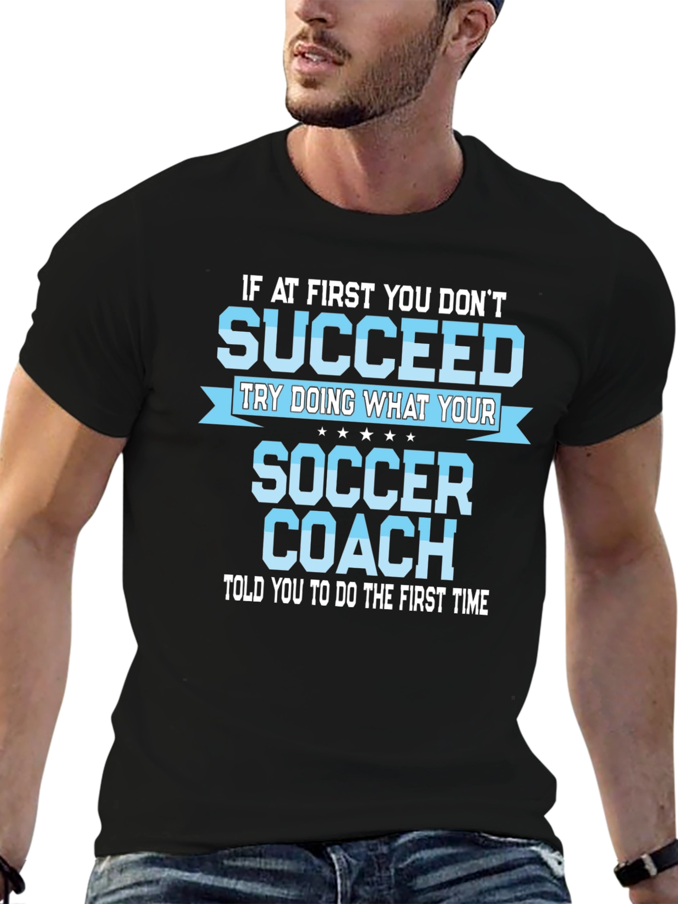 Black Soccer Coach Motivational T-Shirt view 6