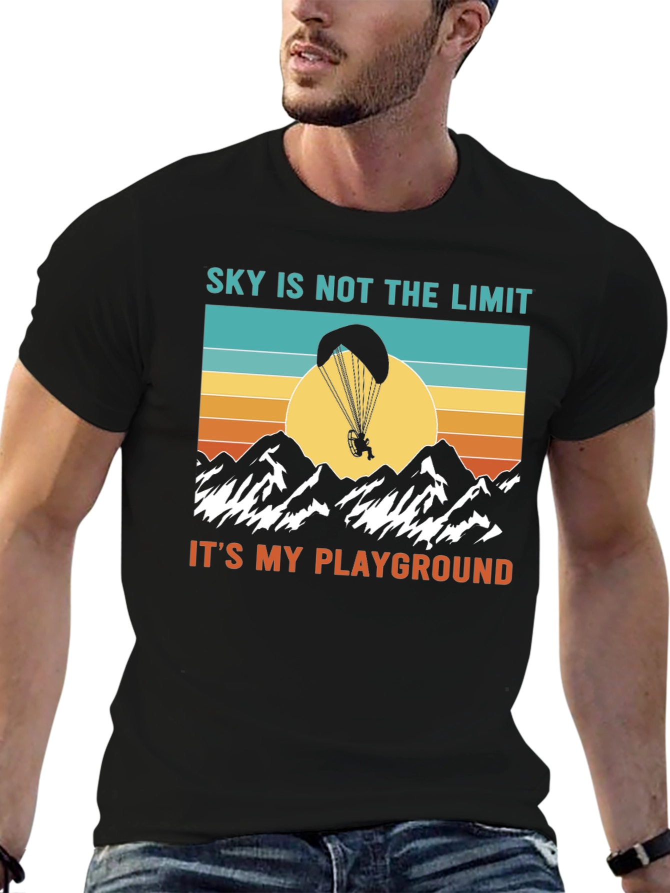 Black Sky is Not the Limit T-Shirt - Paragliding Tee view 6