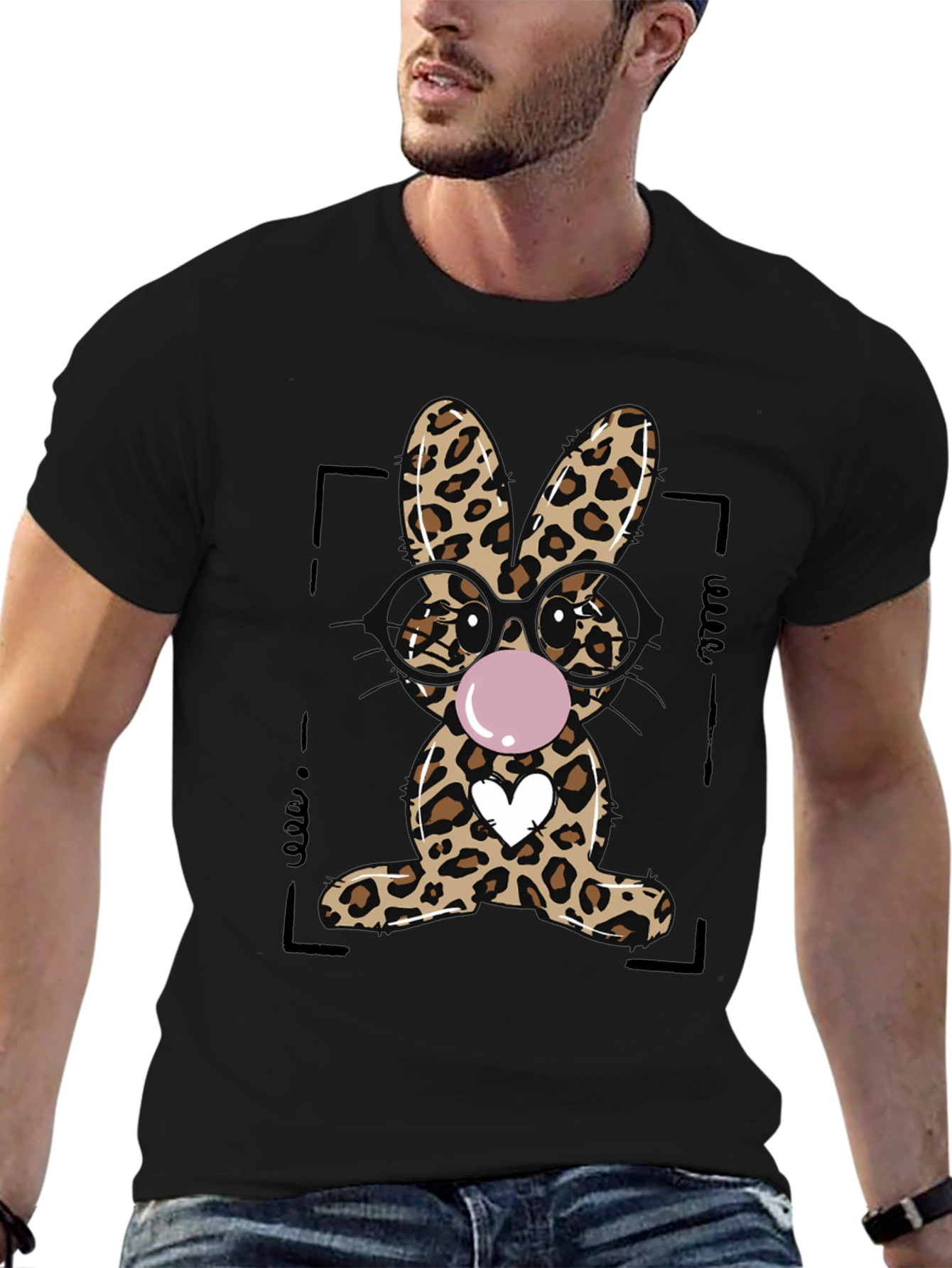 Black Leopard Print Bubblegum Bunny T-Shirt view 6