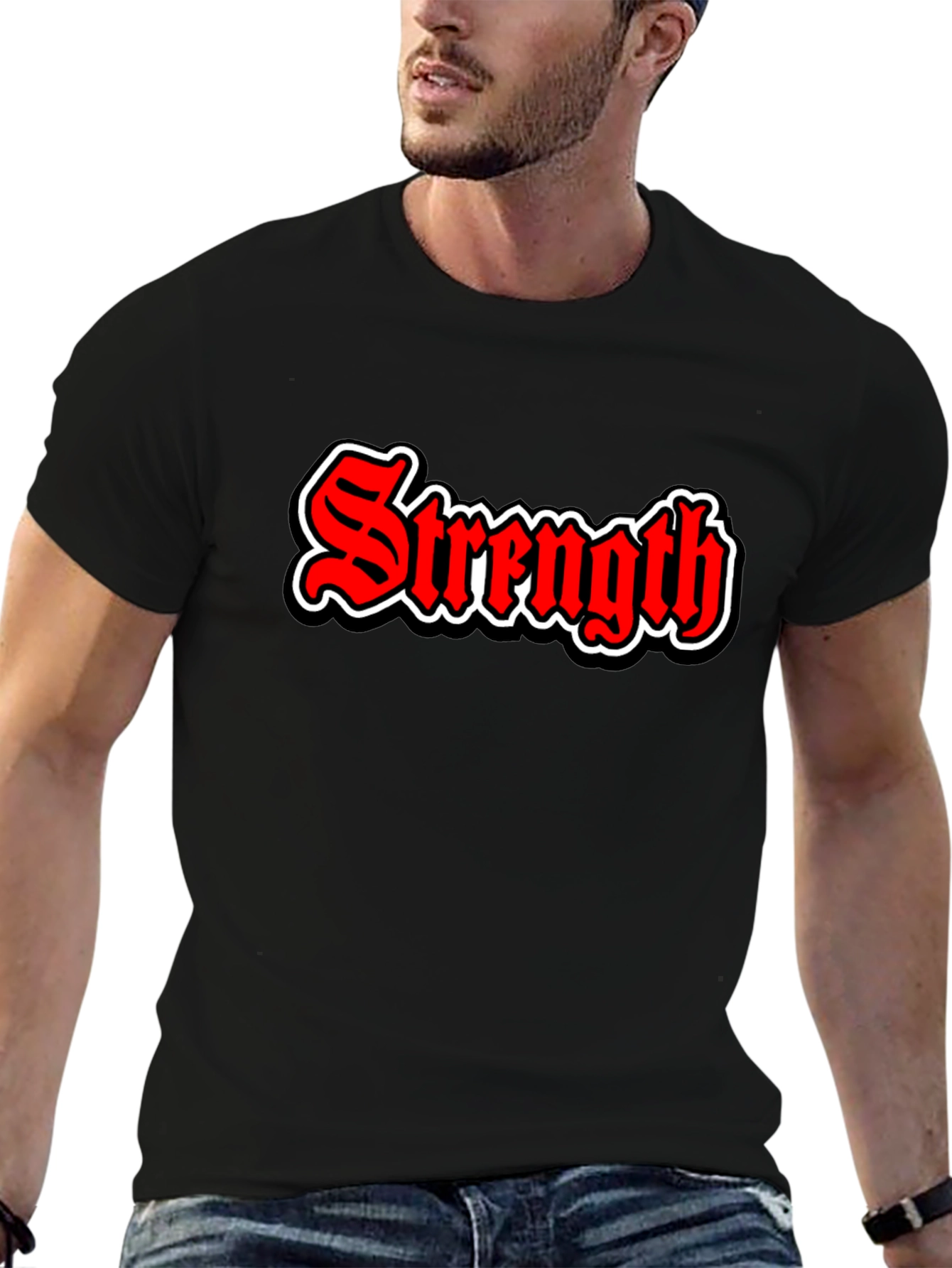 Black Strength Graphic Tee - Bold Red & Black view 6