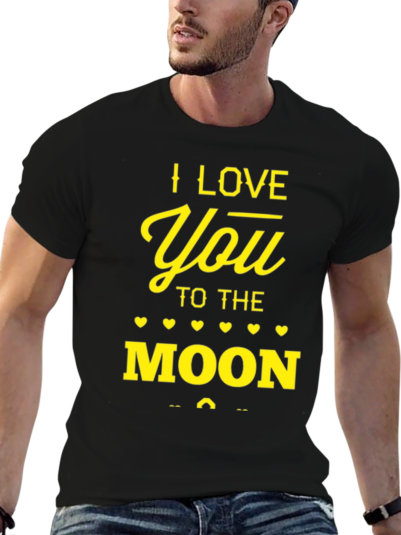 Black I Love You to the Moon T-Shirt - Men's Graphic Tee view 6