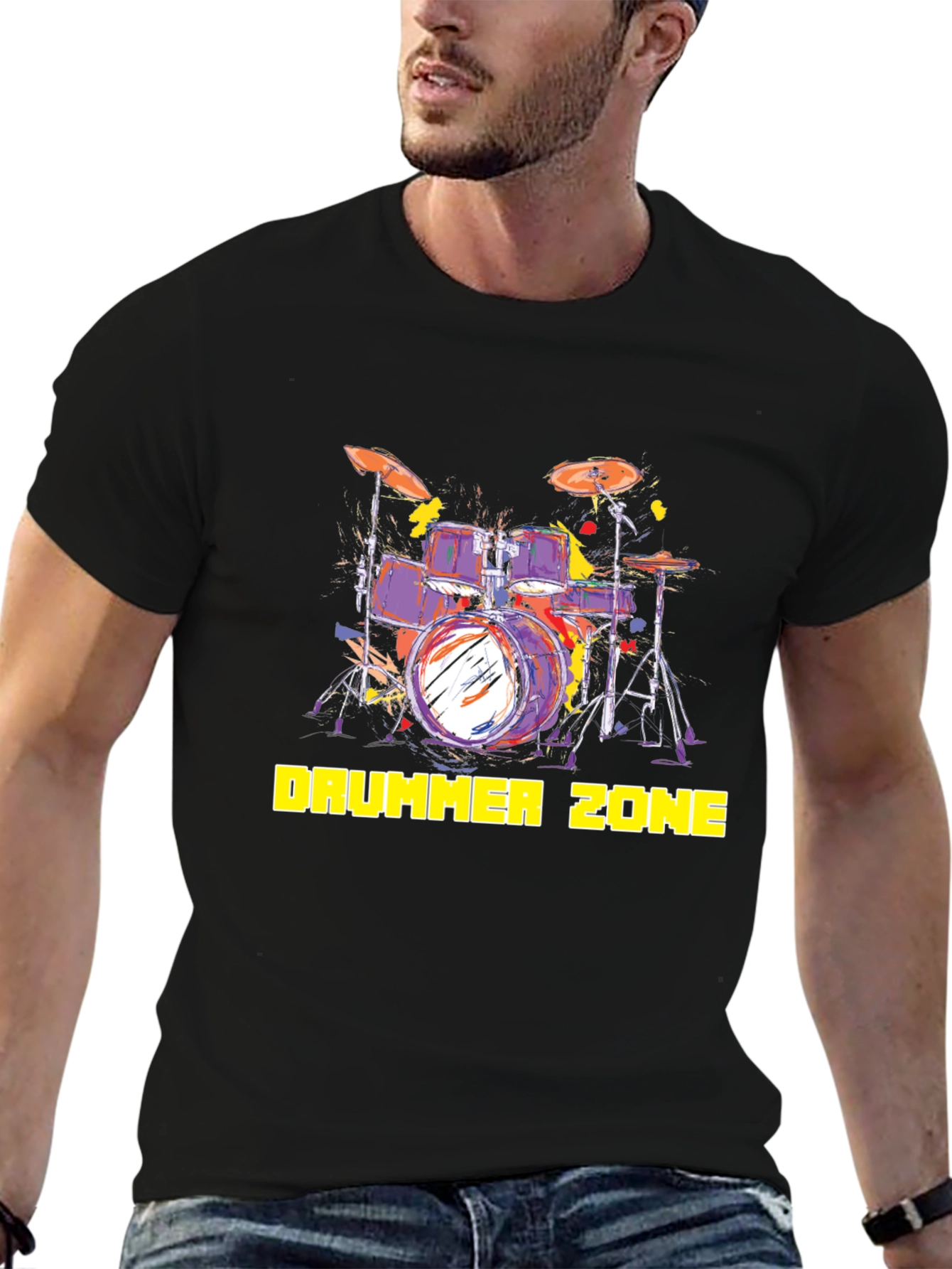 Black Drummer Zone Black Tee Shirt view 6
