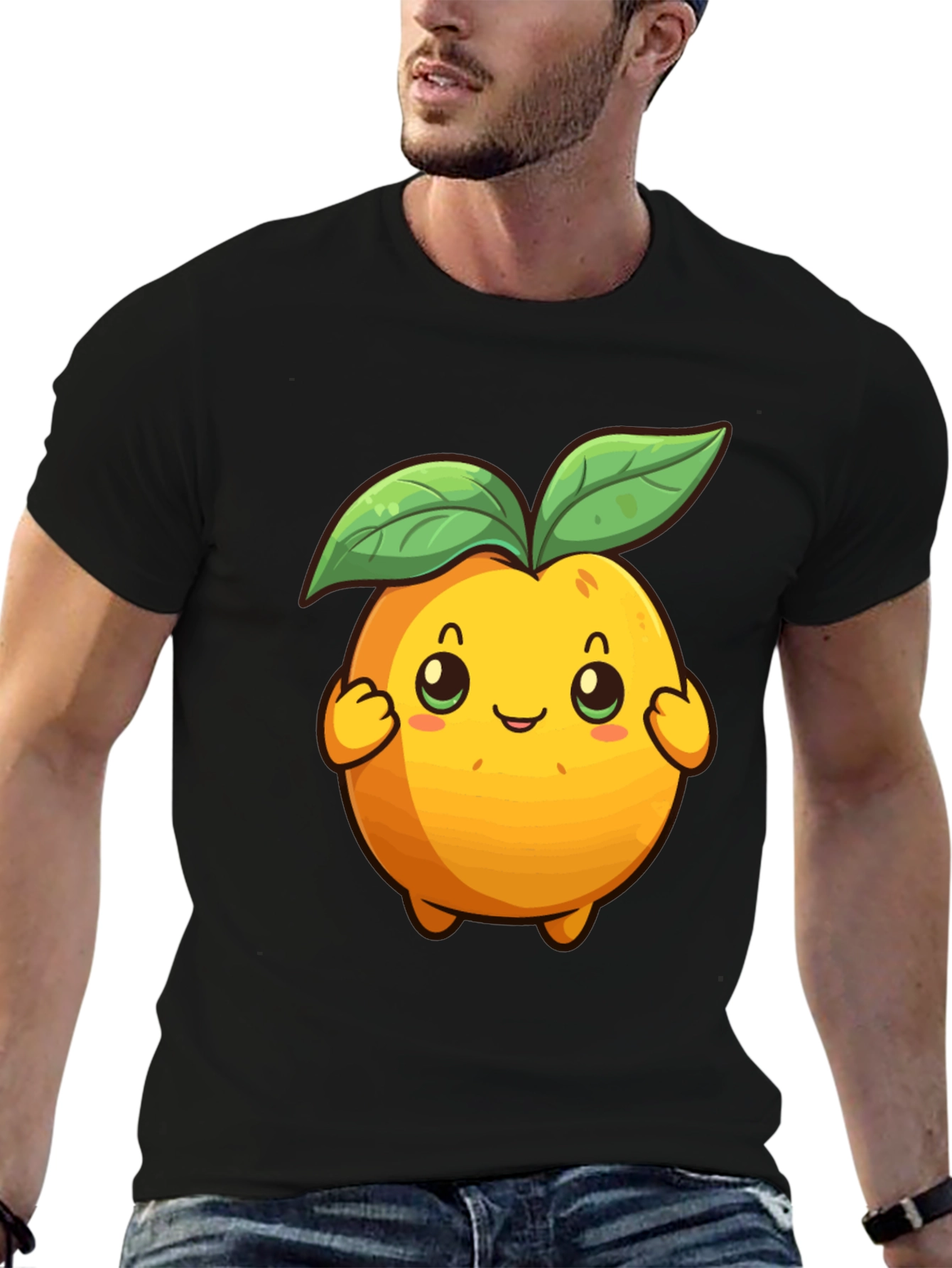 Black Cute Cartoon Fruit Graphic Tee - Black view 6