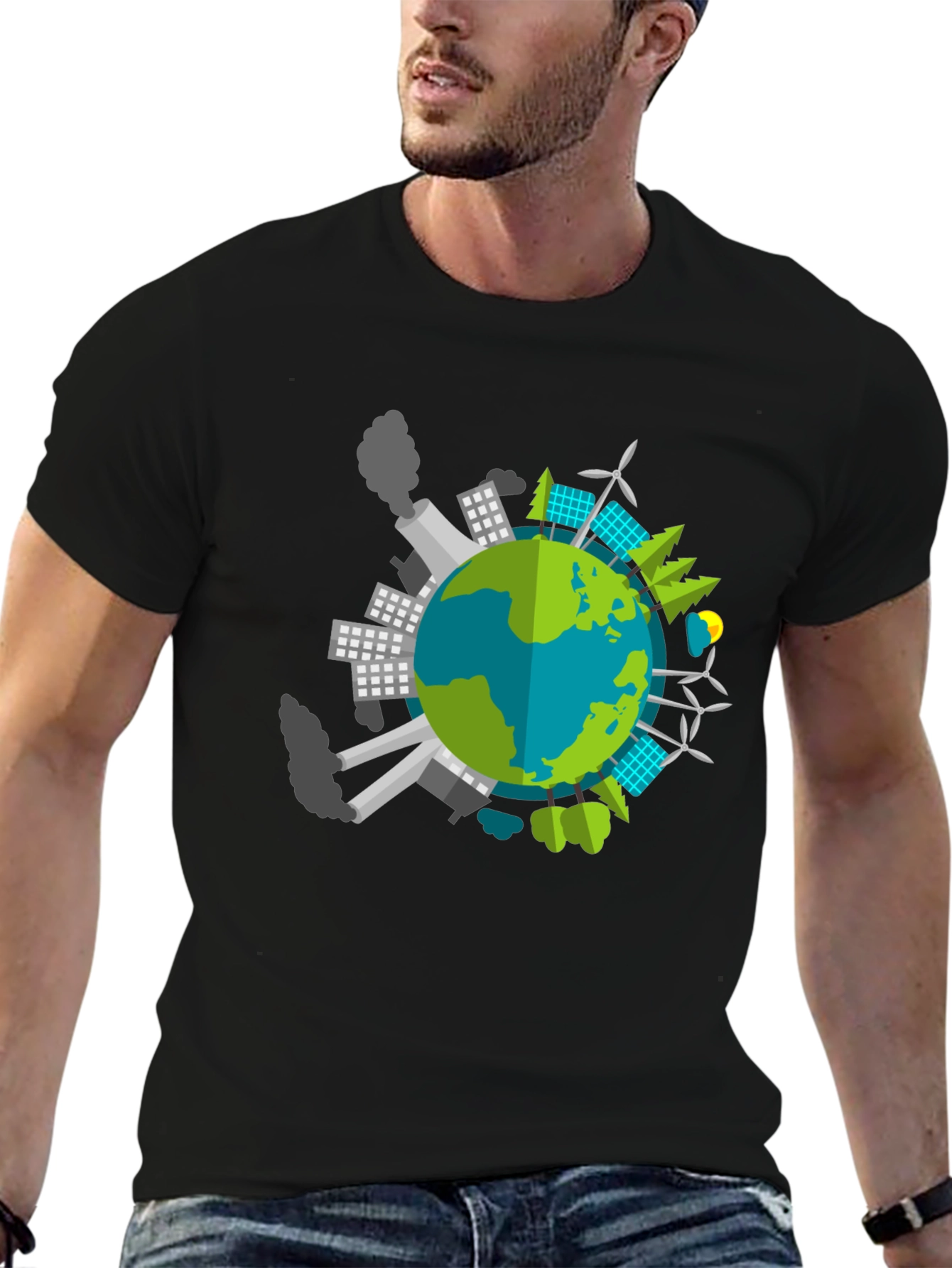 Black Eco Earth Graphic T-Shirt - Black view 6