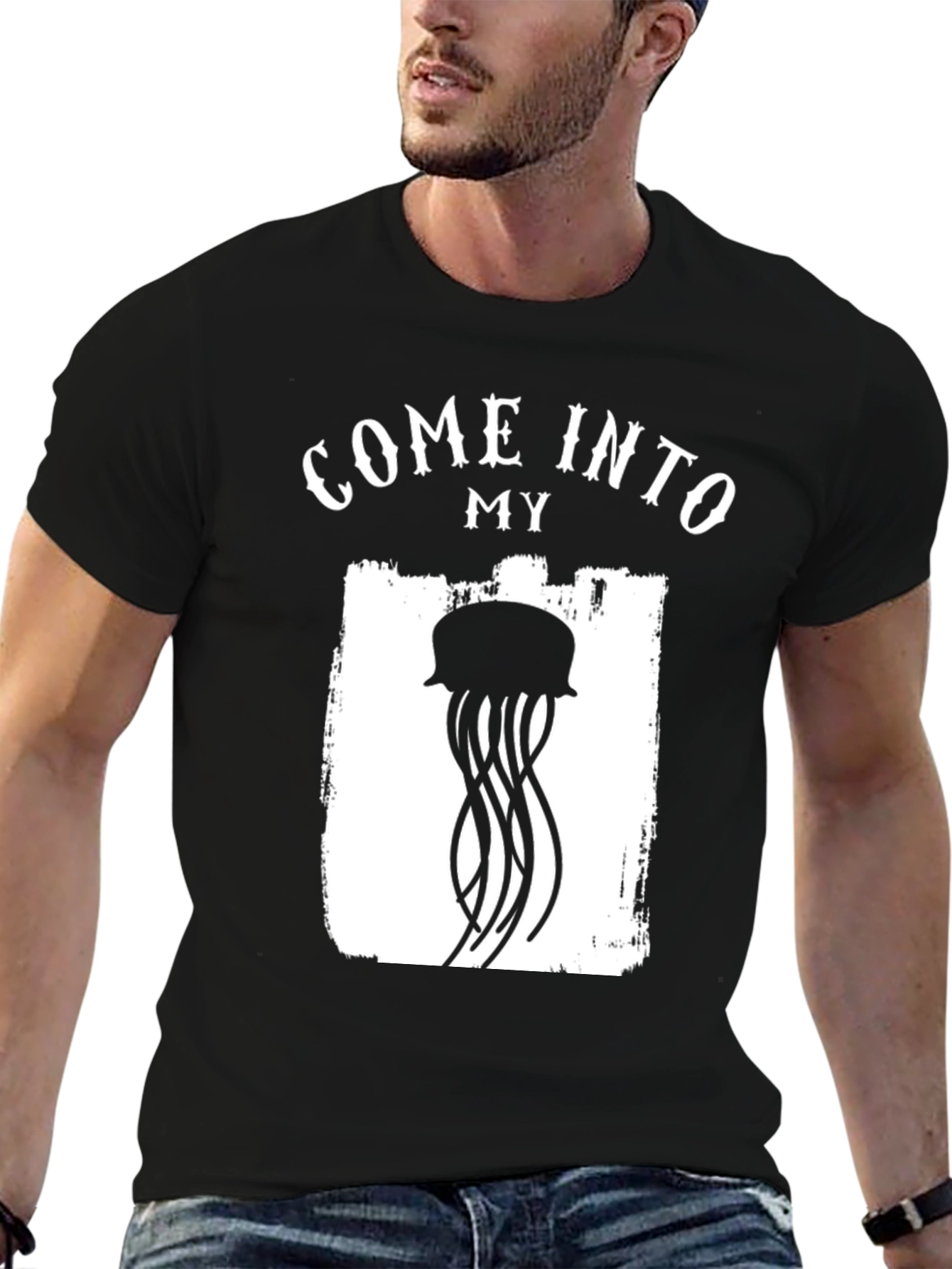 Black Come Into My Jellyfish T-Shirt view 6