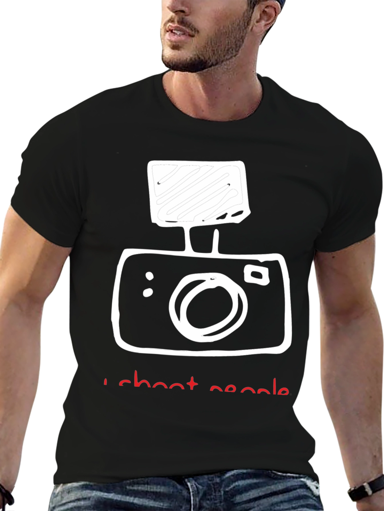 Black I Shoot People Camera Graphic T-Shirt view 6