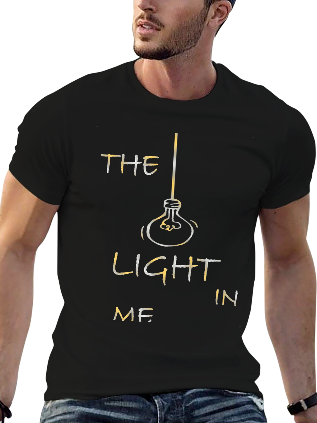 Black The Light in Me Graphic Tee - Black Cotton Blend view 6