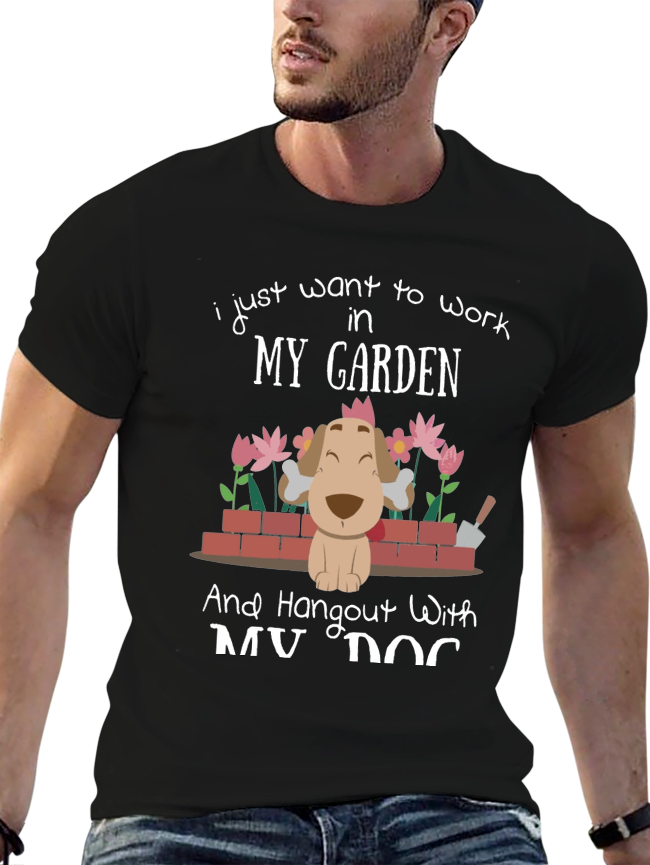Black Garden & Dog T-Shirt view 6