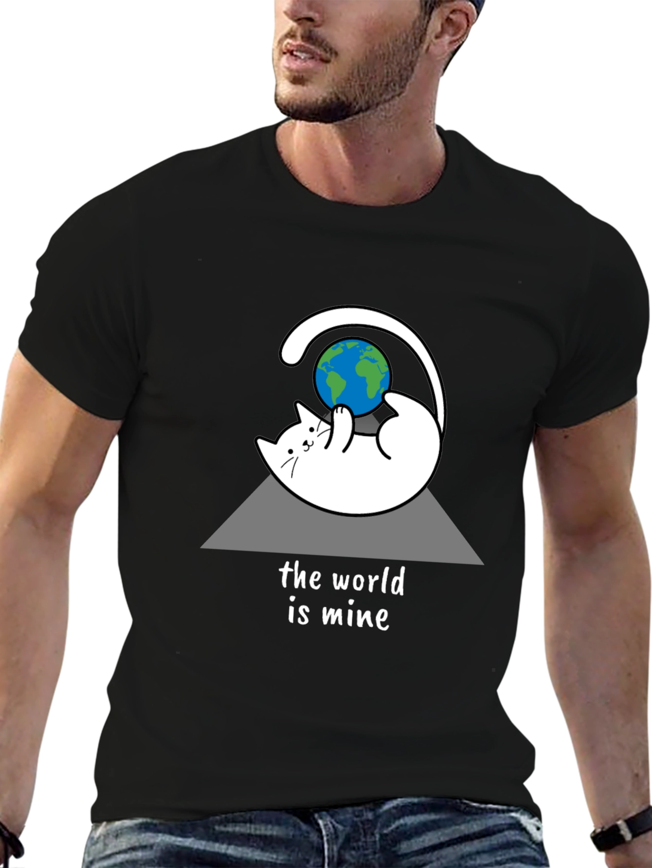 Black The World Is Mine Cat Graphic Tee - Black view 6