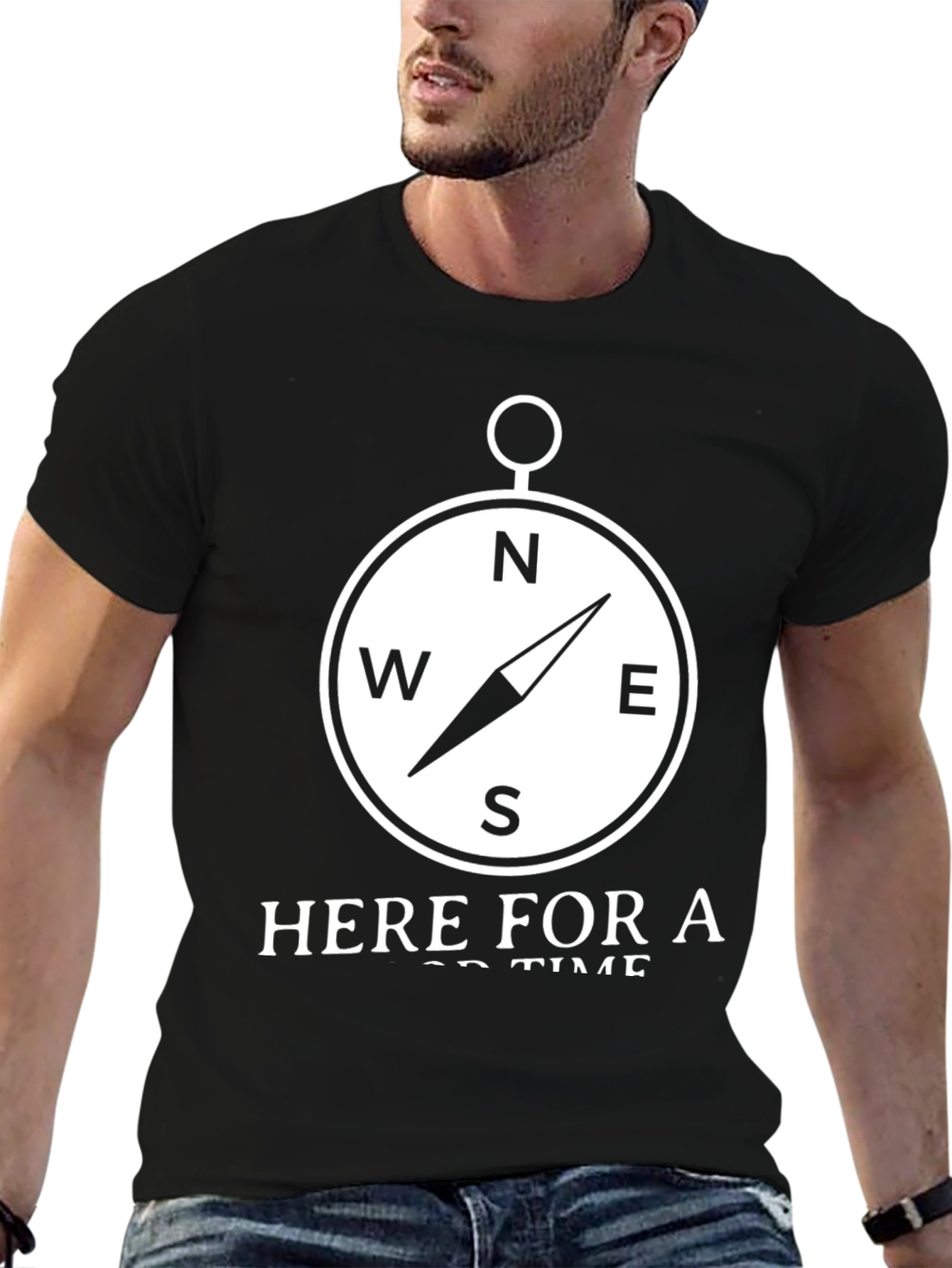 Black Compass Graphic T-Shirt - Here for a Good Time view 6