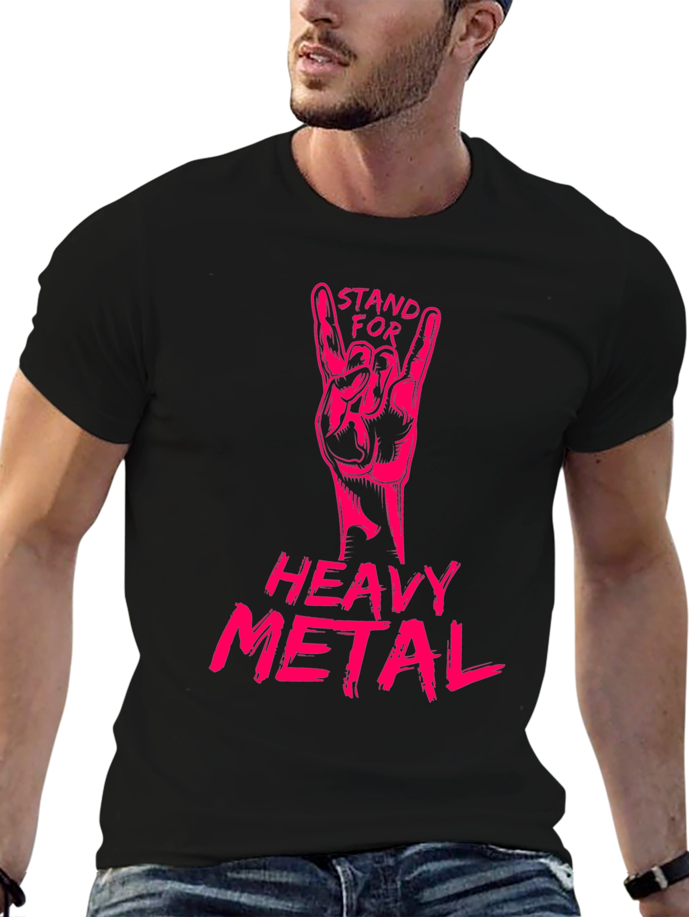 Black Stand for Heavy Metal Graphic T-Shirt view 6