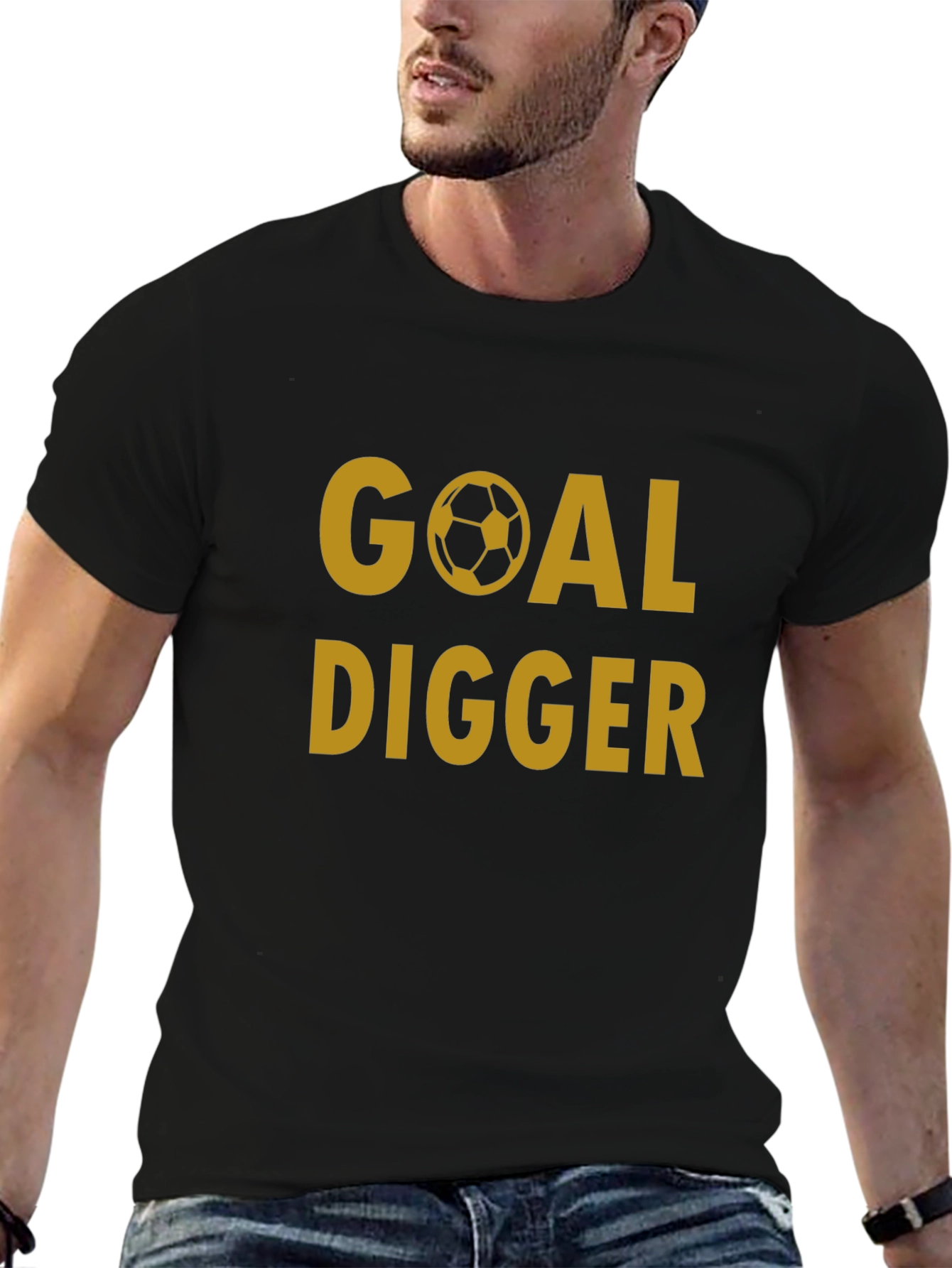 Black Goal Digger T-Shirt - Funny Soccer Tee view 6