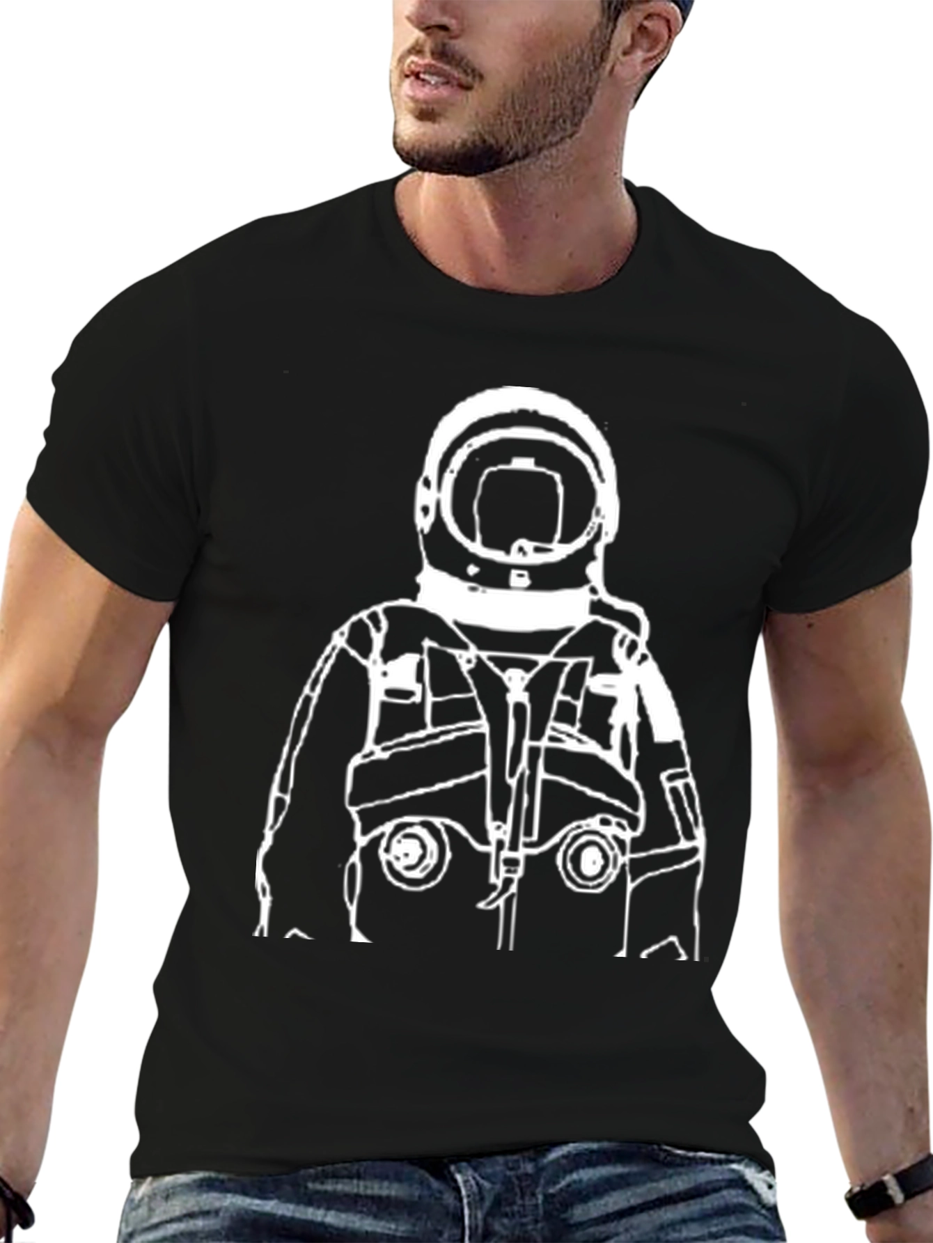 Black Astronaut Graphic Tee - Cool Space Design view 6