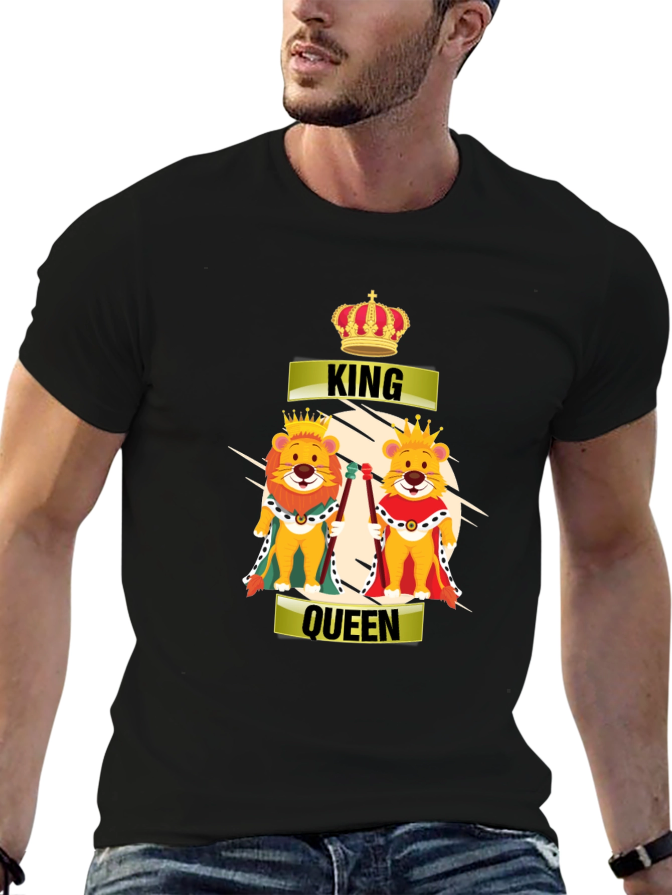 Black King & Queen Lion Graphic T-Shirt view 6