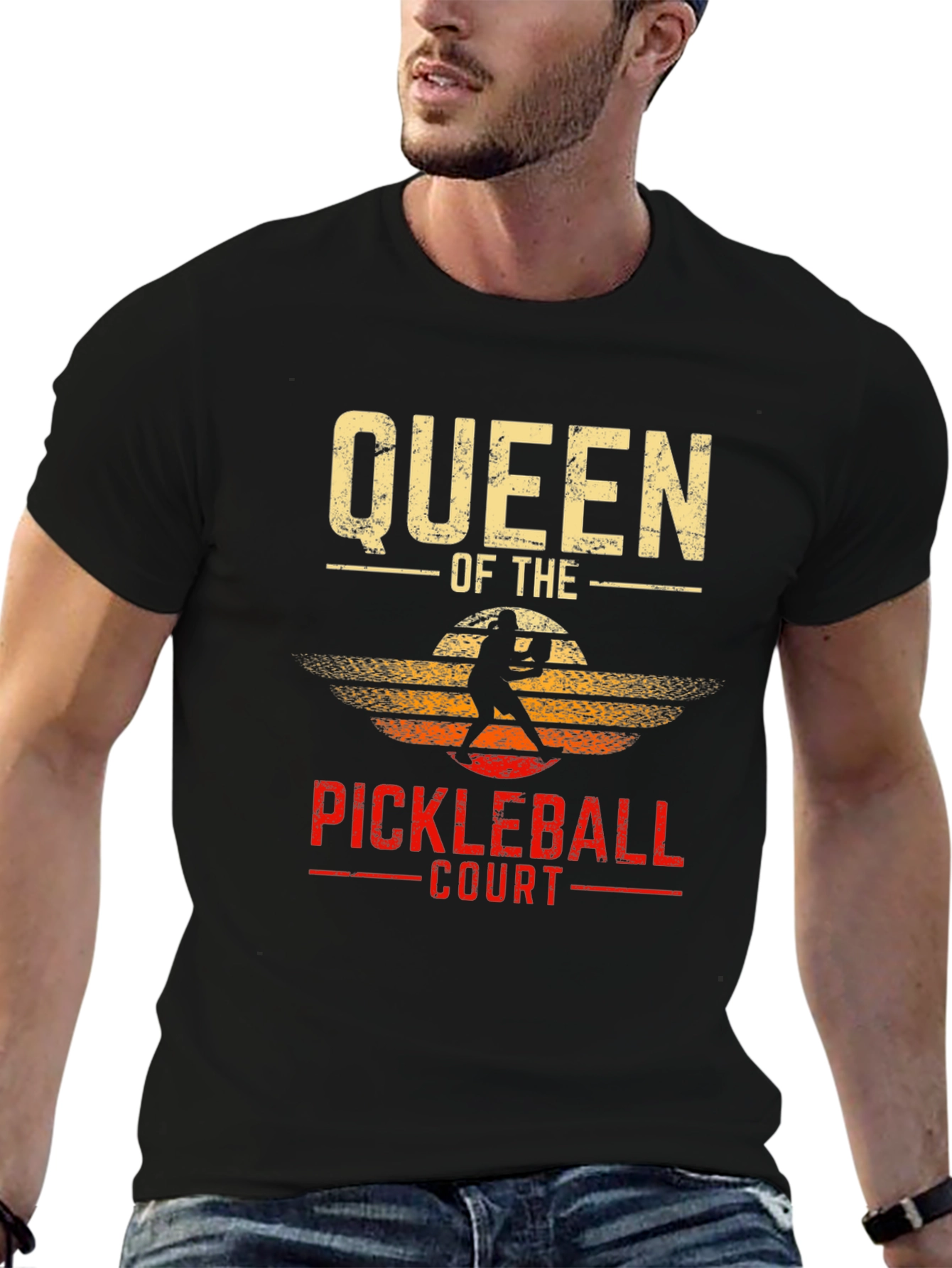 Black Queen of the Pickleball Court T-Shirt view 6