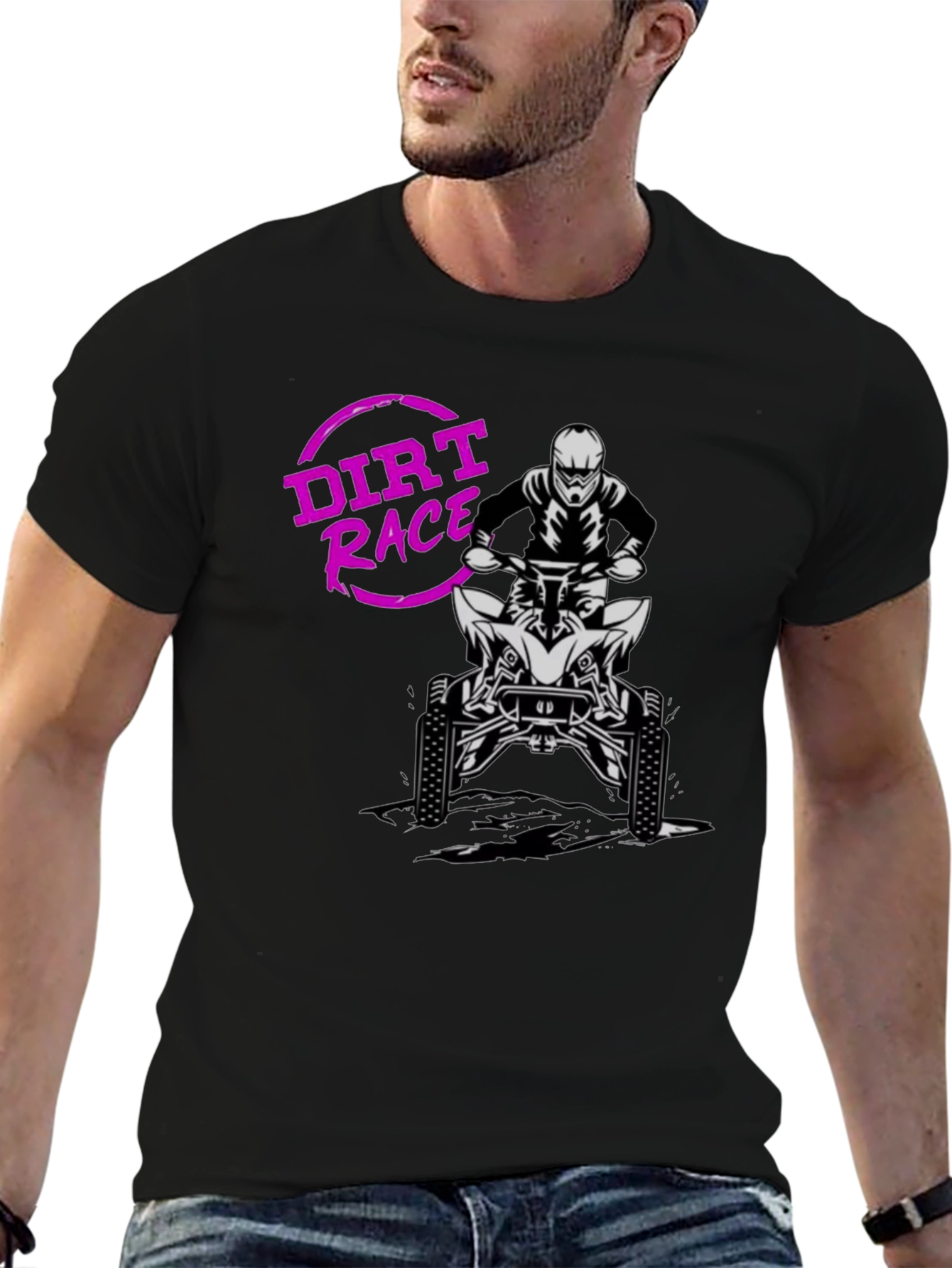 Black Dirt Race ATV Rider Graphic T-Shirt view 6