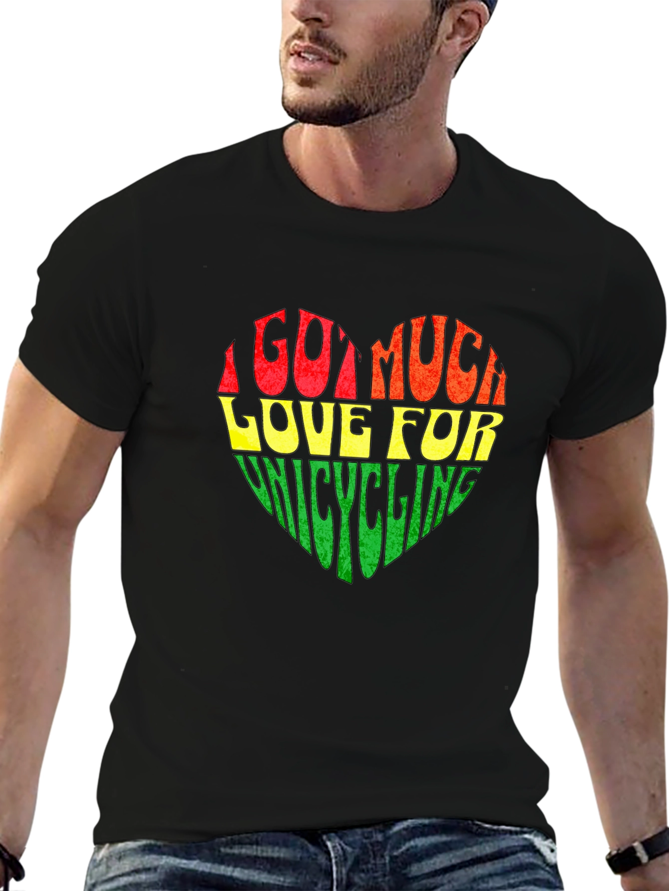 Black Unicycling Love Heart Graphic Tee view 6