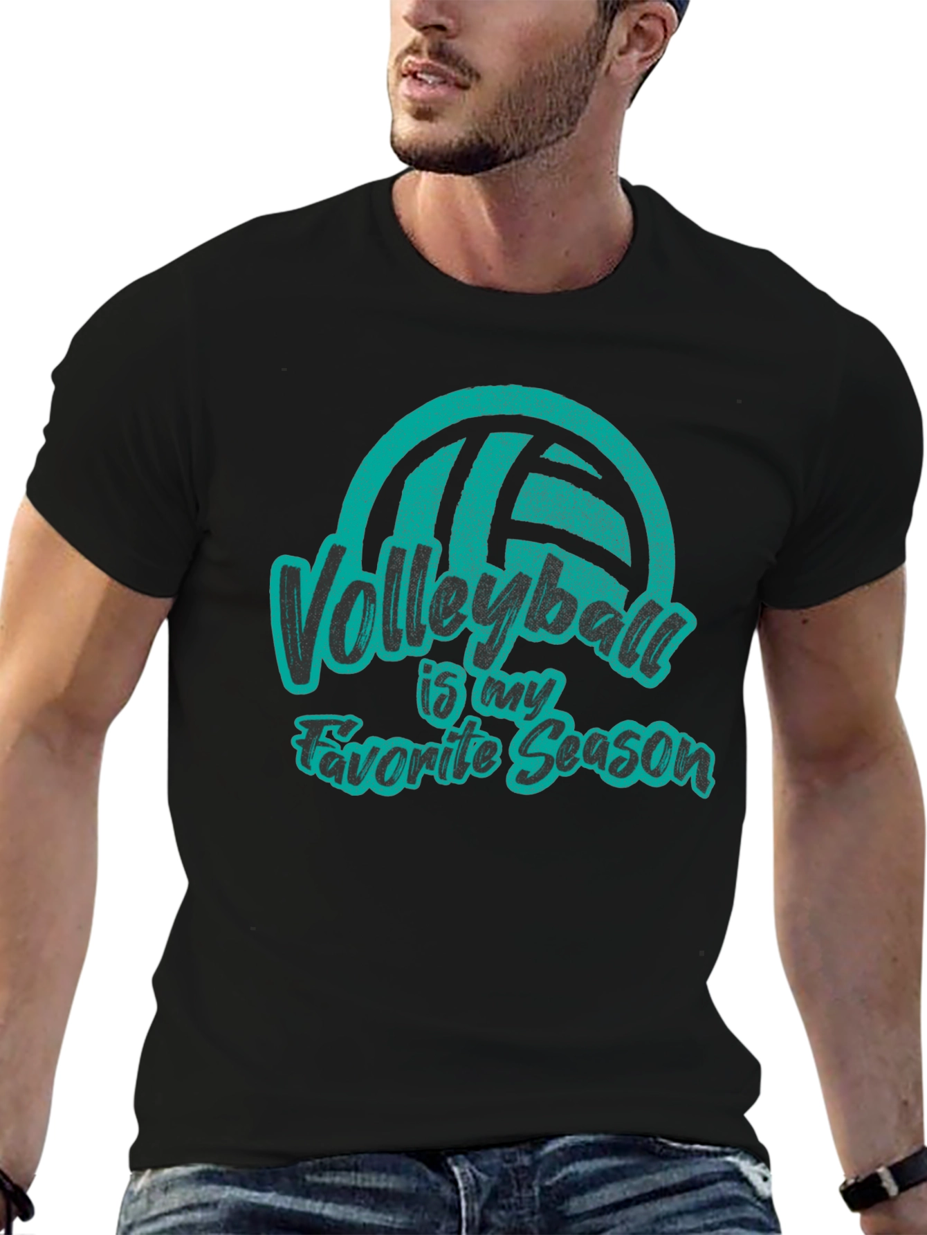 Black Volleyball is My Favorite Season Black T-Shirt view 6
