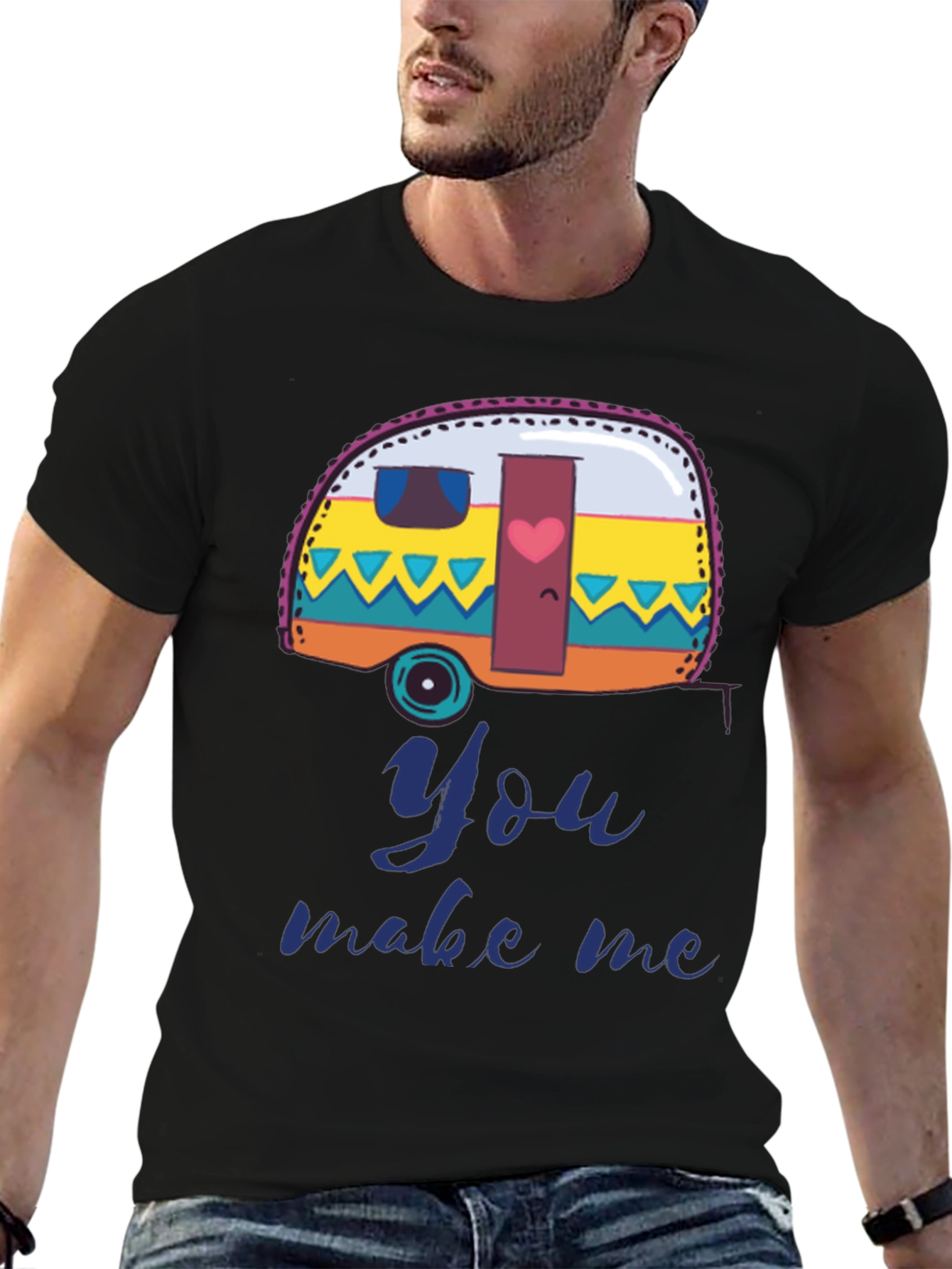 Black Camper Van You Make Me T-Shirt - Black view 6