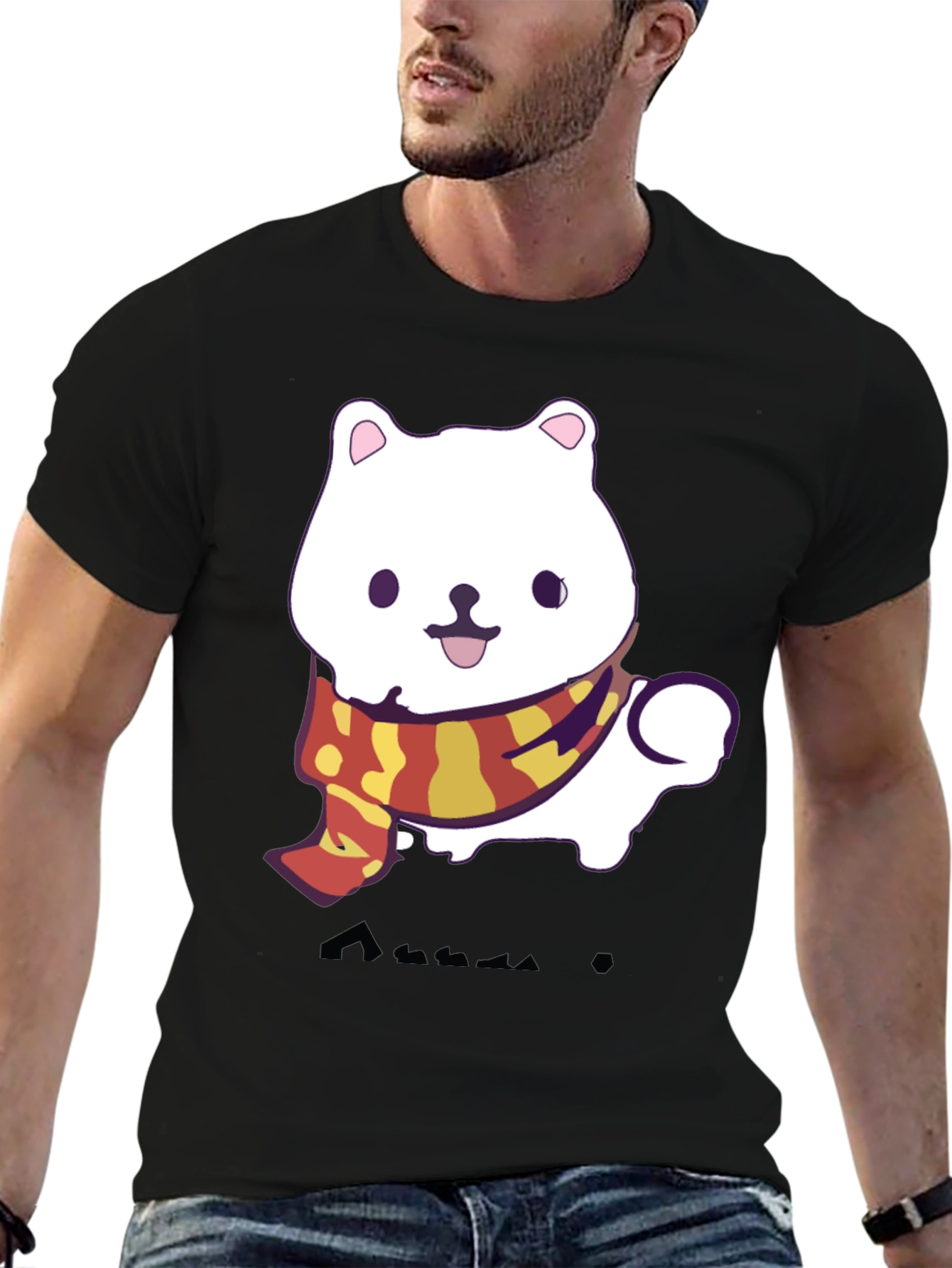 Black Cute Cartoon Dog T-Shirt view 6
