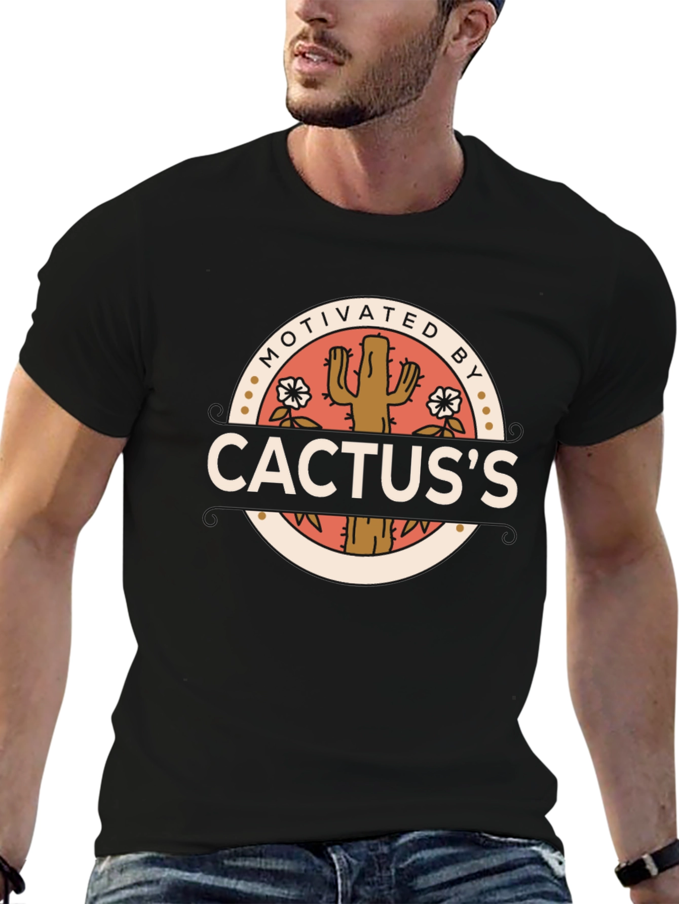 Black Motivated By Cactus Graphic Tee - Black view 6