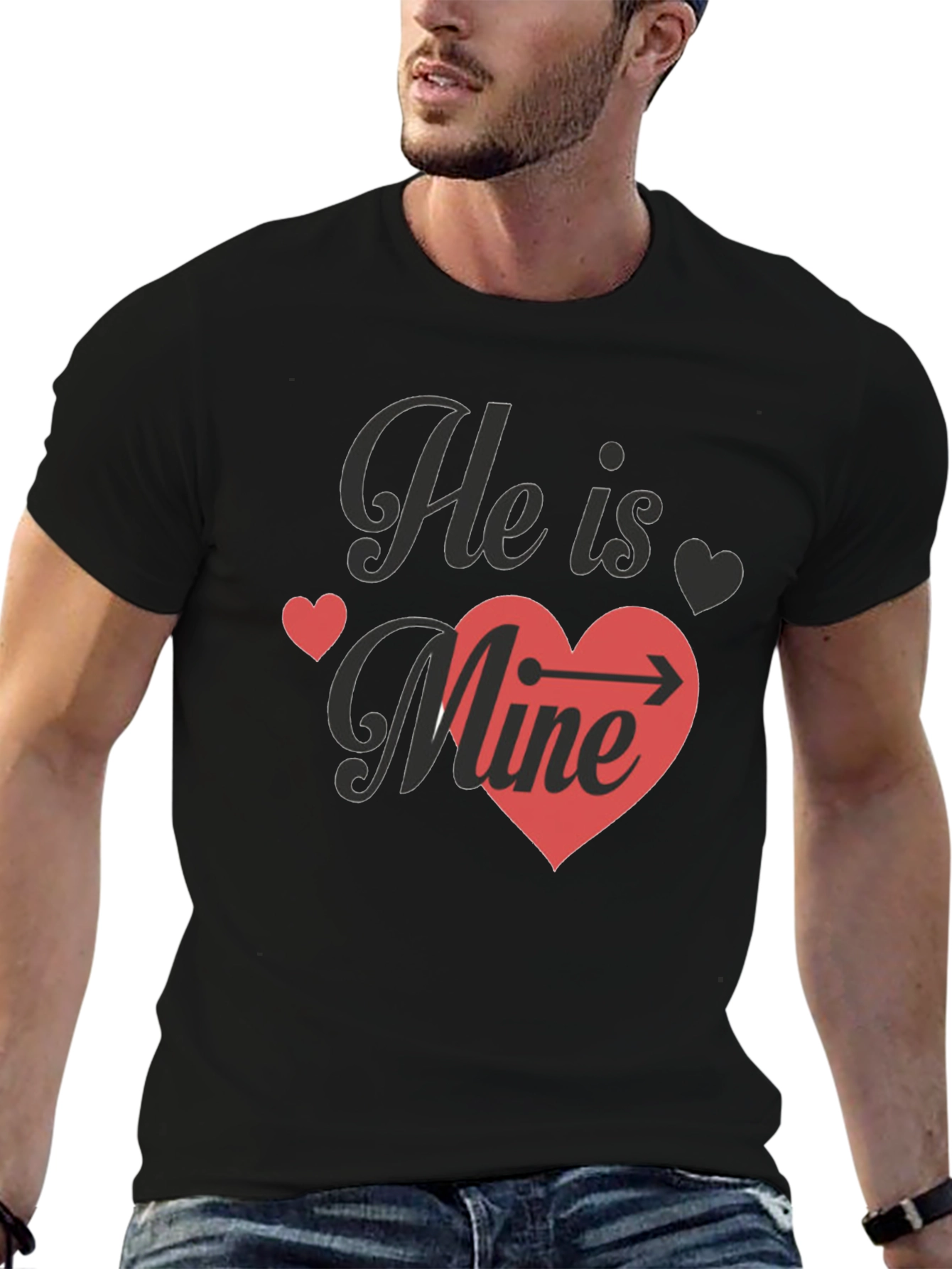 Black He Is Mine T-Shirt - Valentine's Day view 6