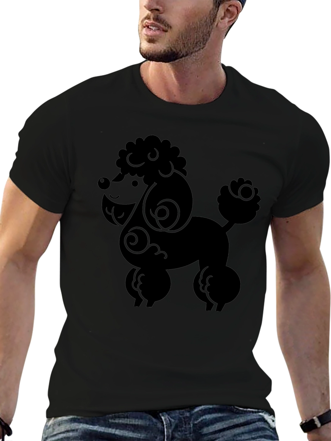 Black Poodle Graphic Tee - Stylish Black Dog Lover Shirt view 6