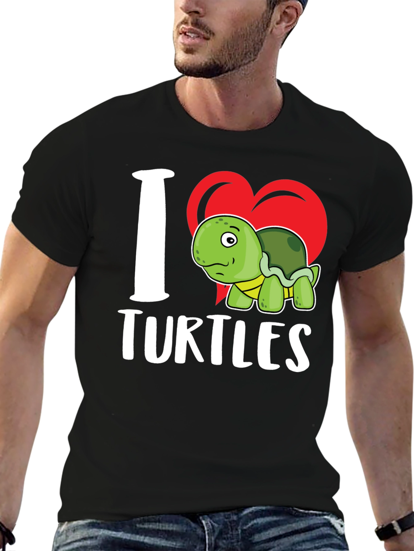 Black I Heart Turtles Graphic T-Shirt view 6
