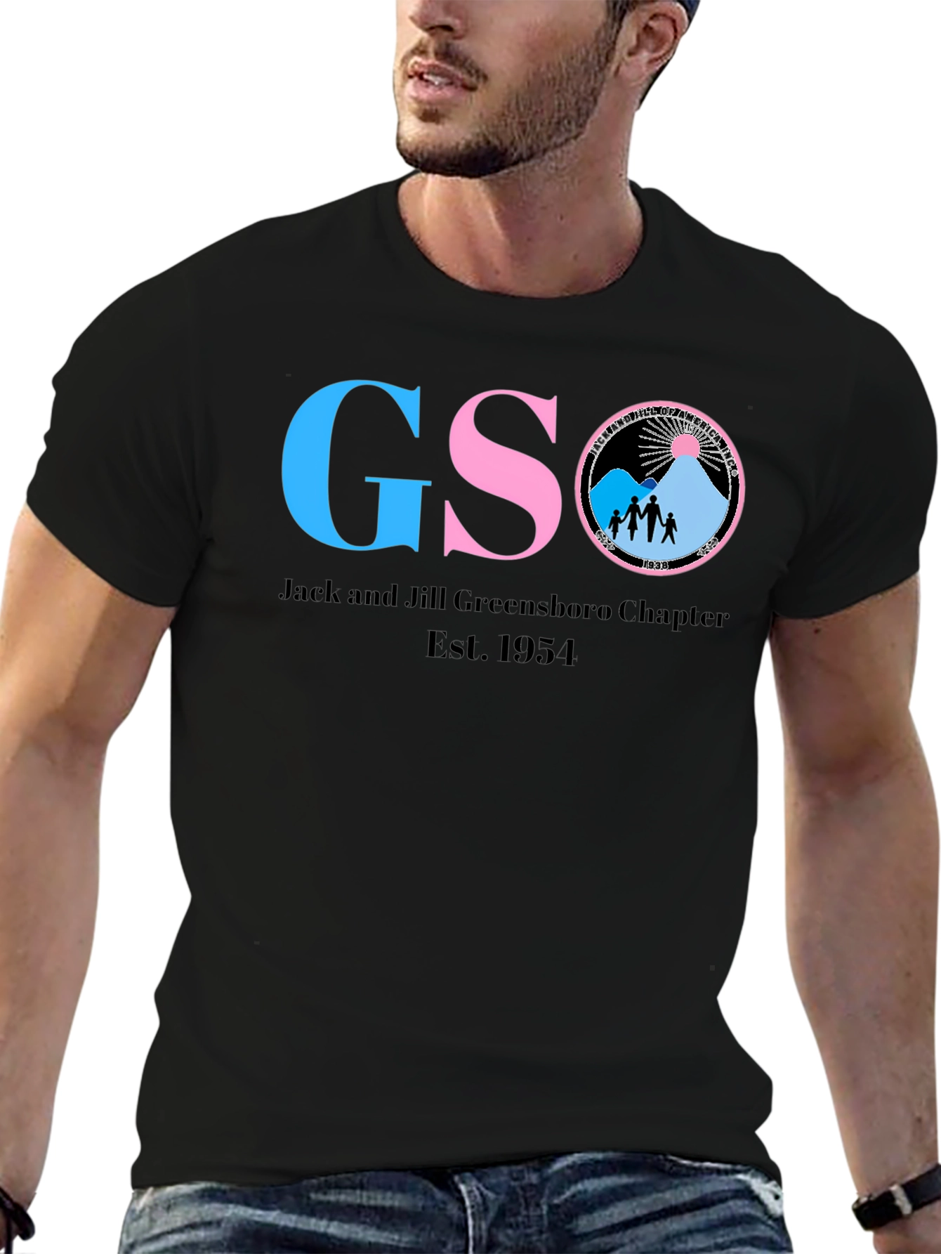 Black GSO Jack and Jill Greensboro Chapter T-Shirt view 6