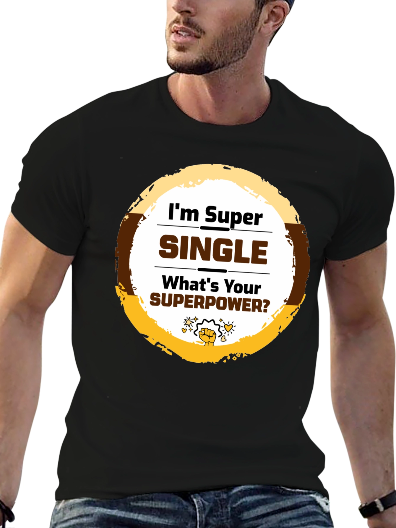 Black Super Single T-Shirt - Novelty Graphic Tee view 6