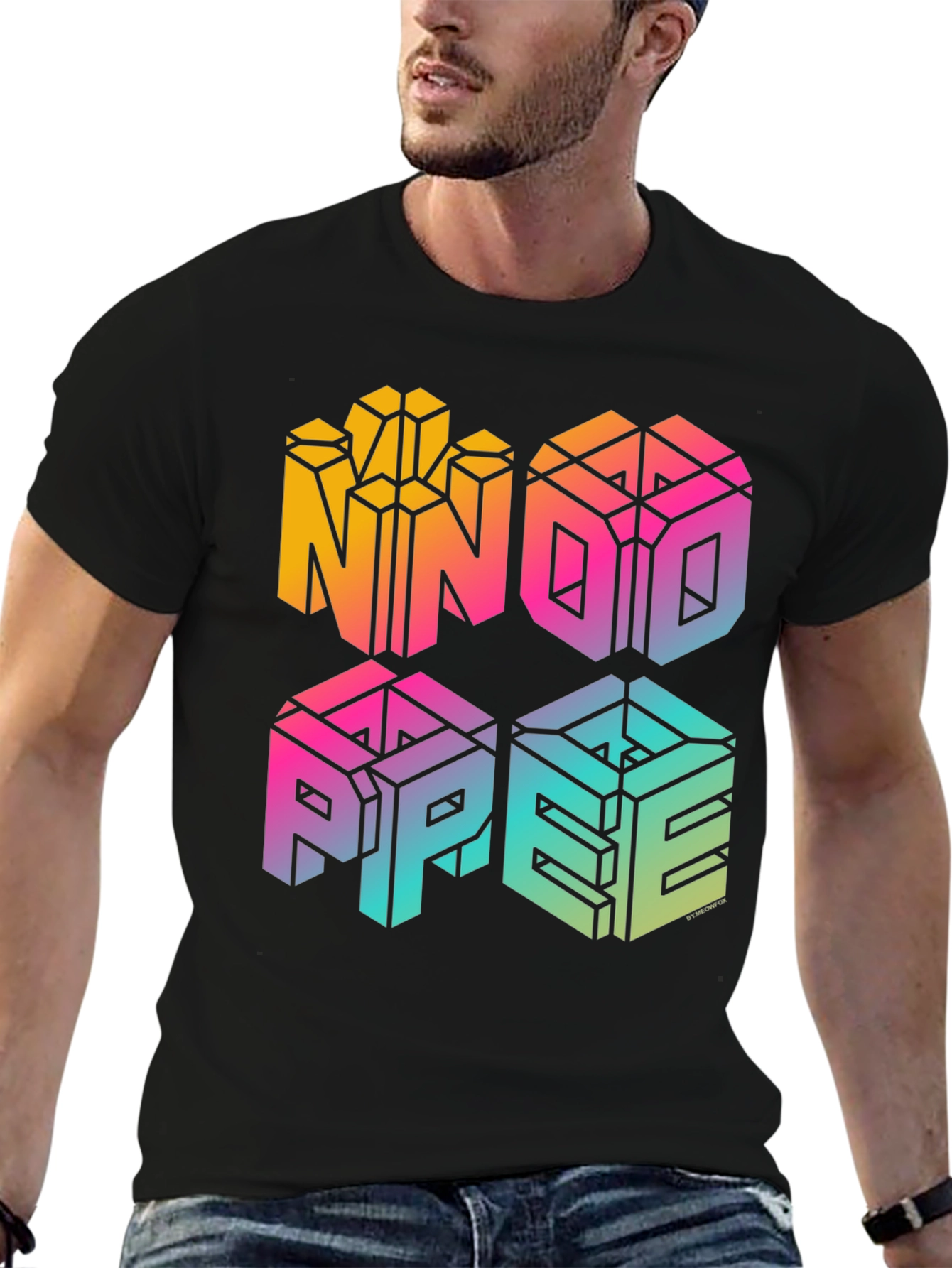 Black NNOO PPEE Graphic Print Black T-Shirt view 6