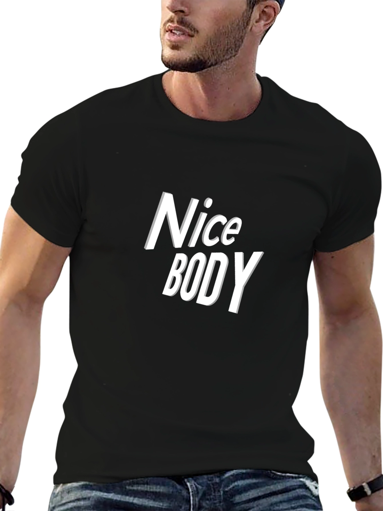 Black Nice Body Graphic Tee - Trendy T-Shirt view 6
