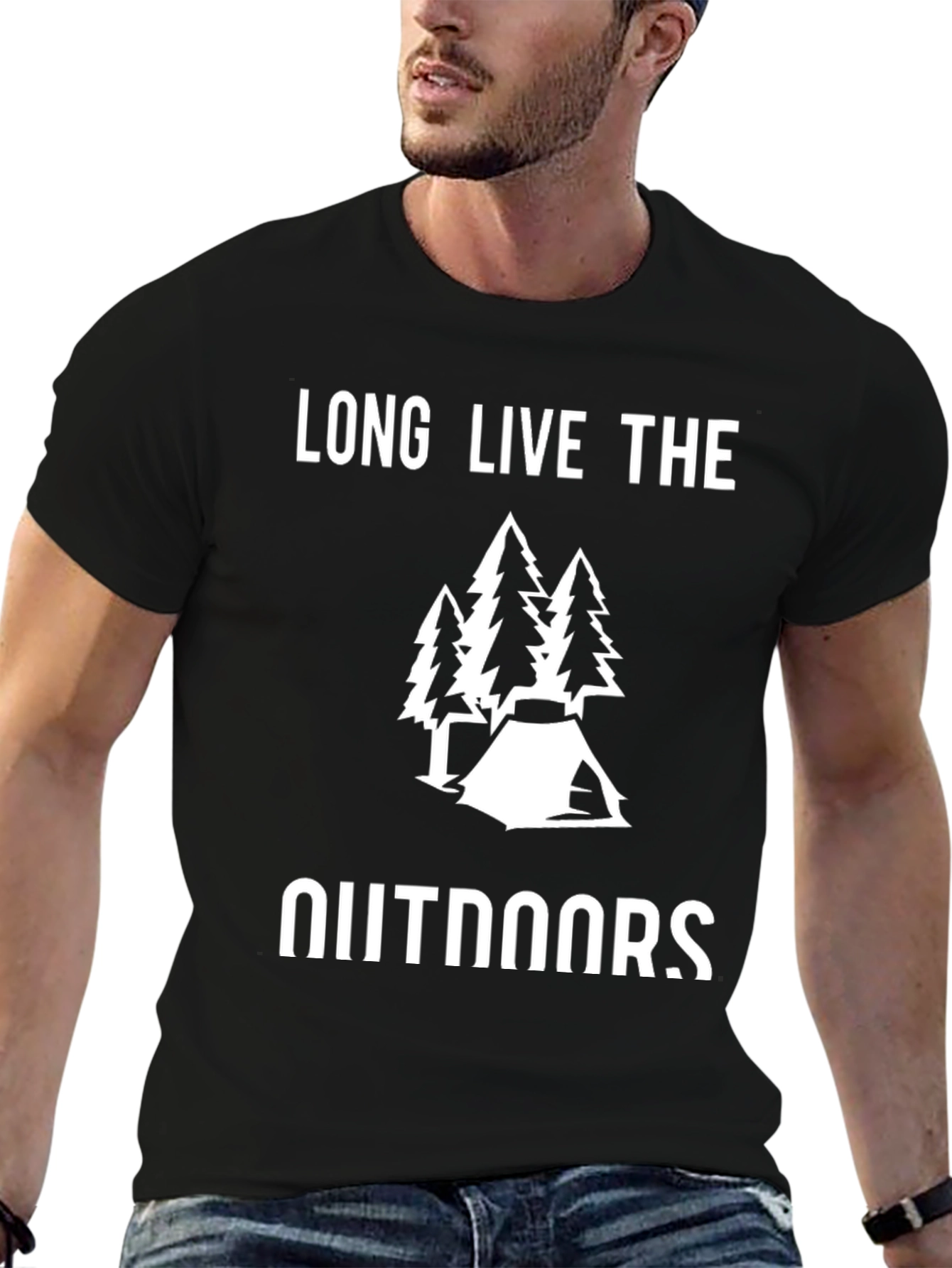Black Long Live the Outdoors Camping T-Shirt view 6