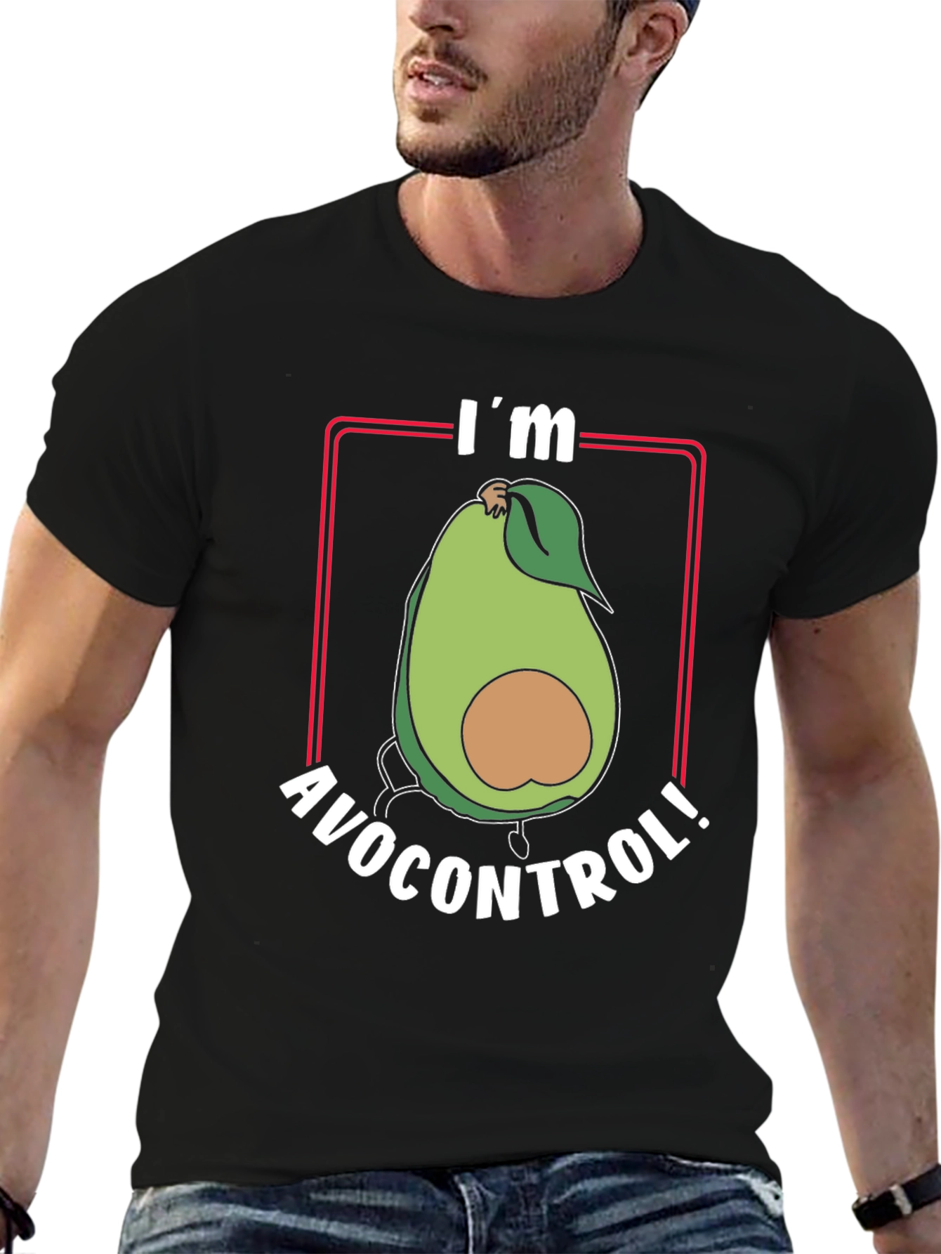 Black I'm Avocontrol T-Shirt - Funny Avocado Pun Tee view 6