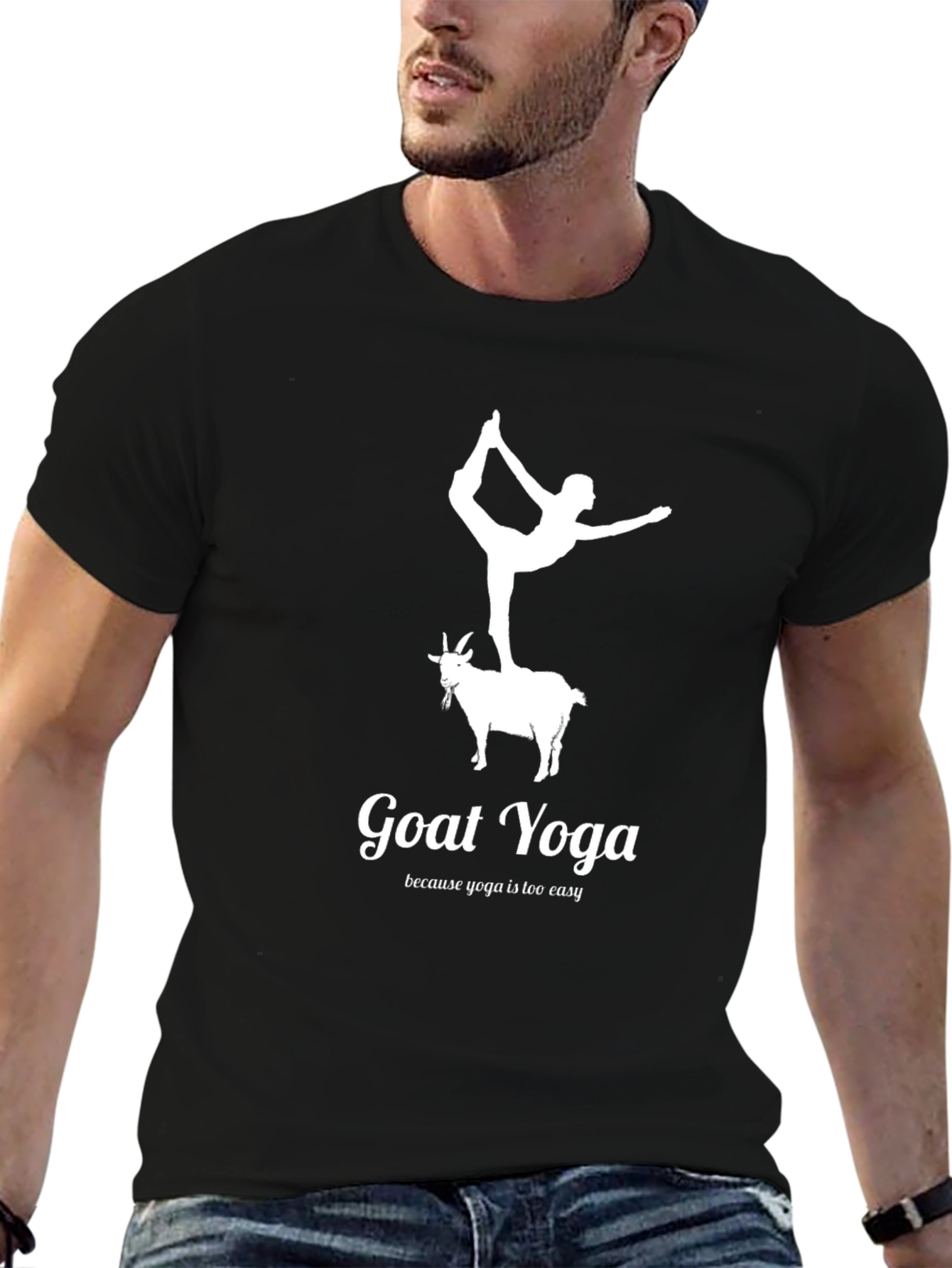 Black Goat Yoga Tee - Black Graphic T-Shirt view 6