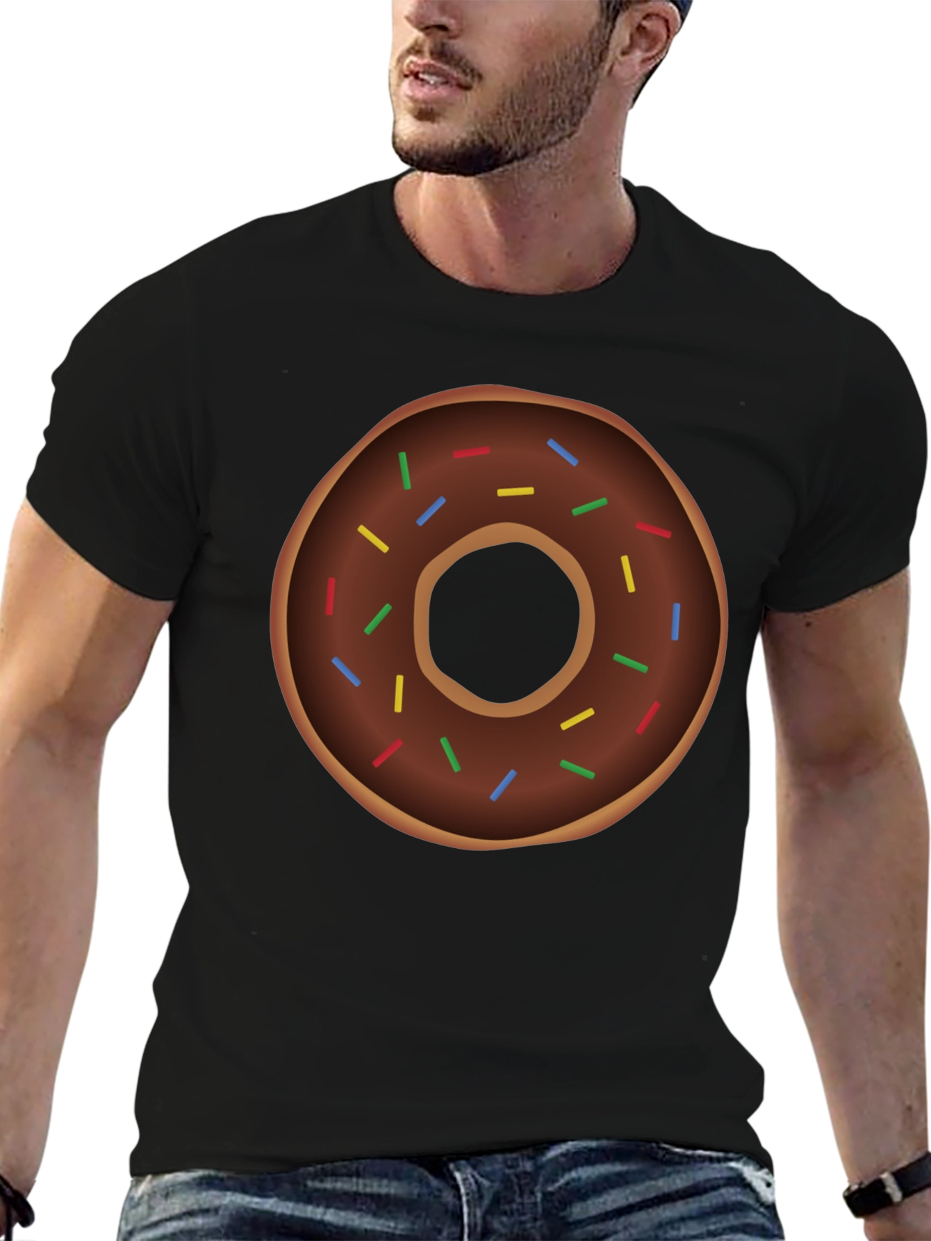 Black Novelty Donut Graphic T-Shirt - Casual & Fun! view 6