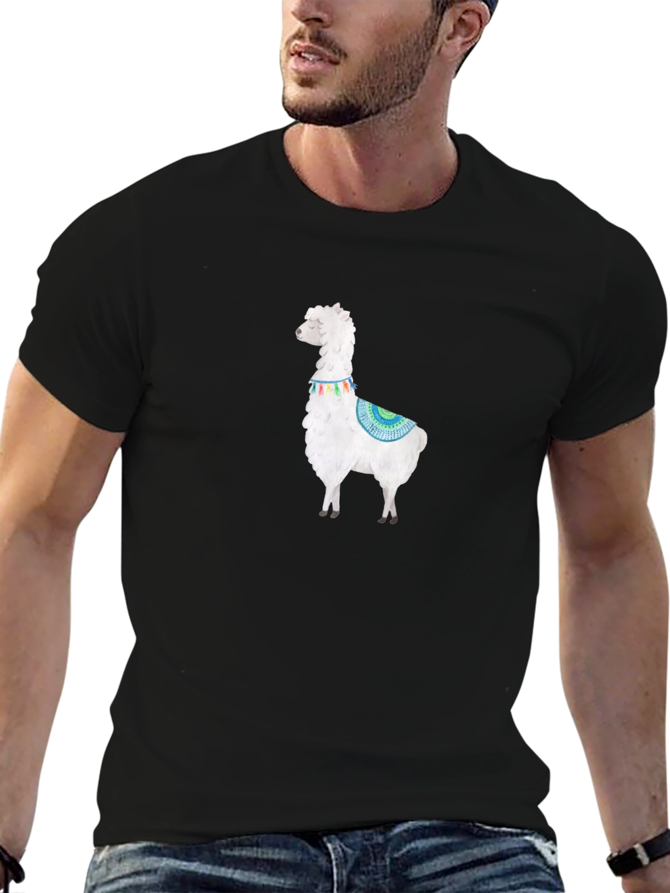 Black Llama Graphic Tee - Soft Cotton Black T-Shirt view 6