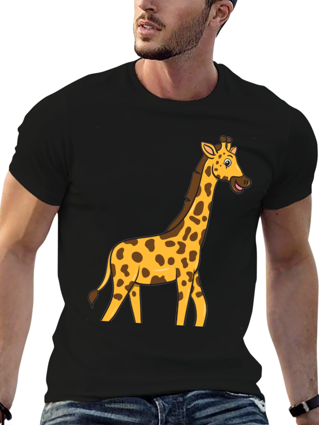 Black Giraffe Graphic T-Shirt - Fun Cartoon Tee view 6