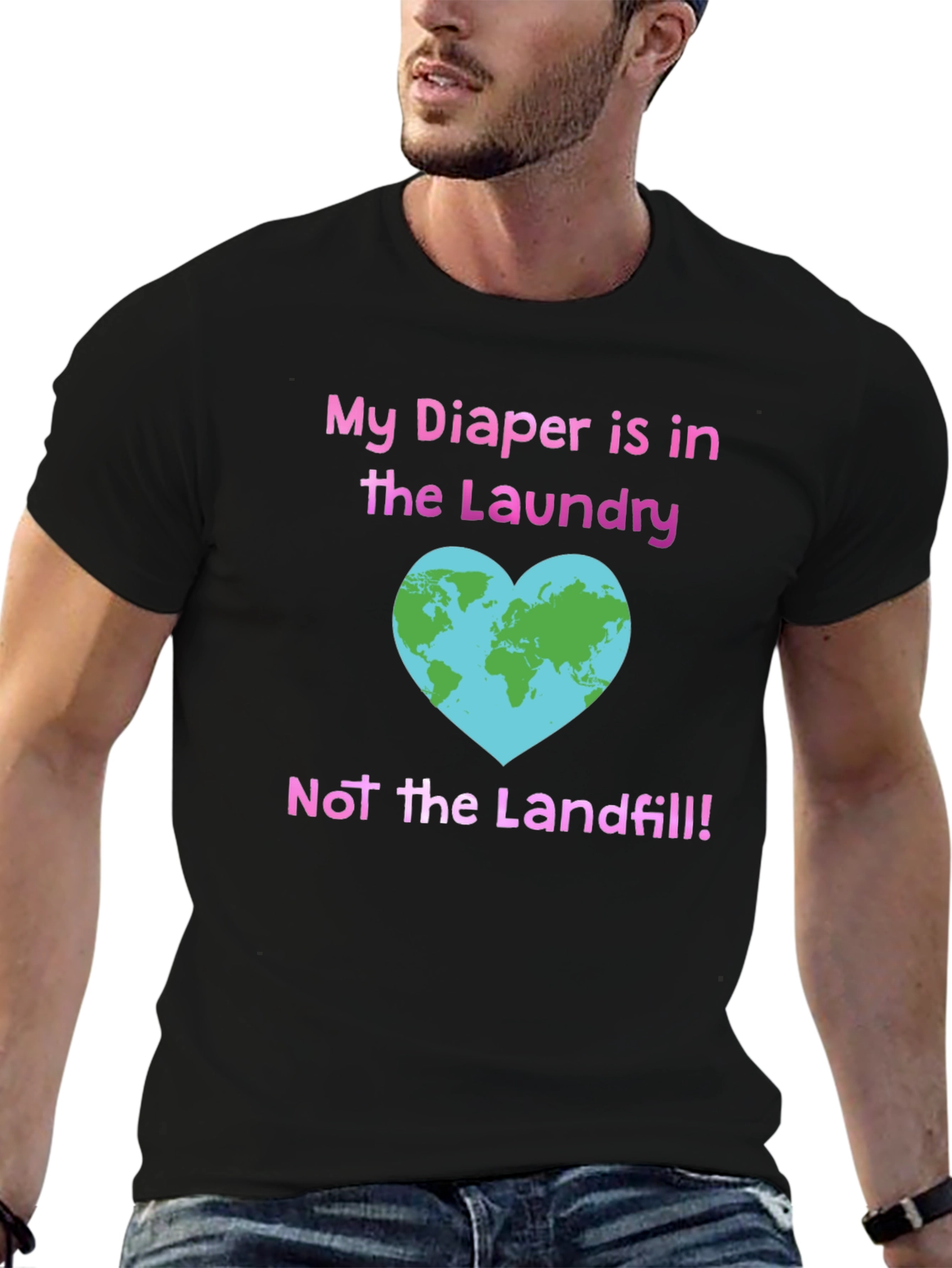 Black Eco-Friendly Diaper Laundry T-Shirt view 6