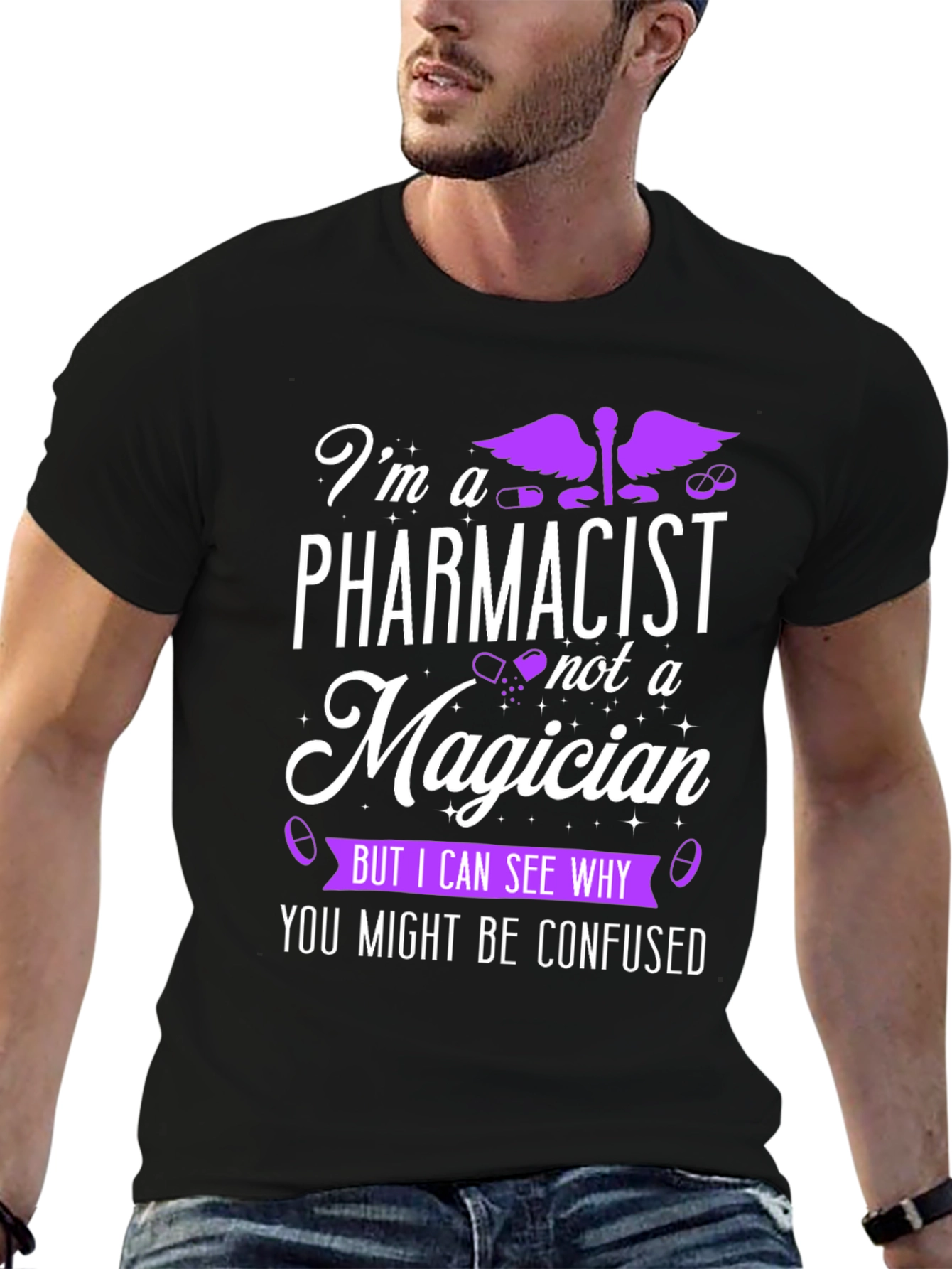 Black Pharmacist Magician Funny T-Shirt view 6
