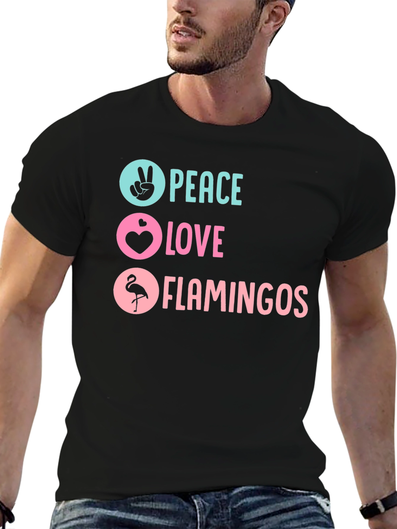 Peace Love Flamingos Graphic T-Shirt - 6