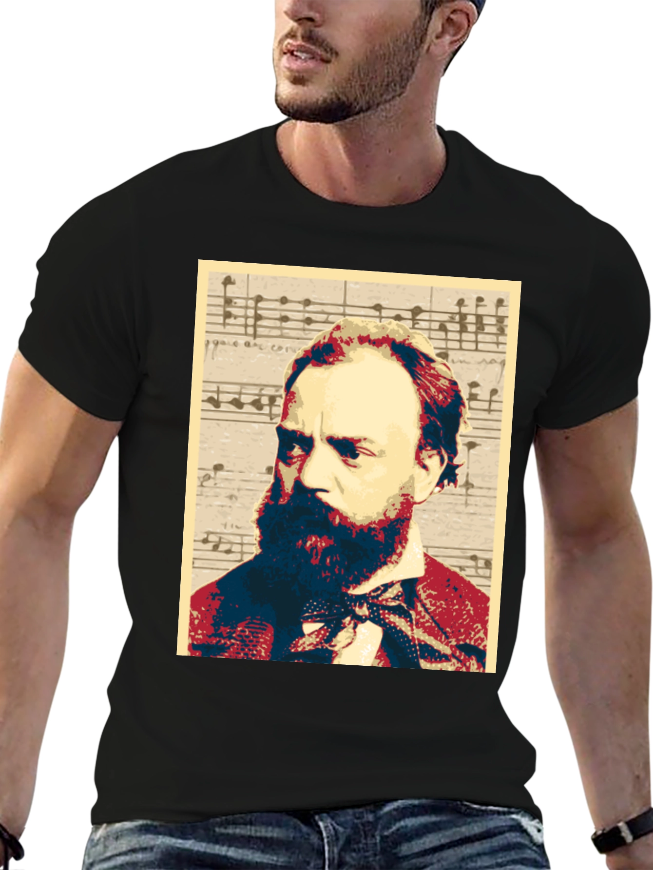 Black Musical Composer Portrait Graphic Tee view 6