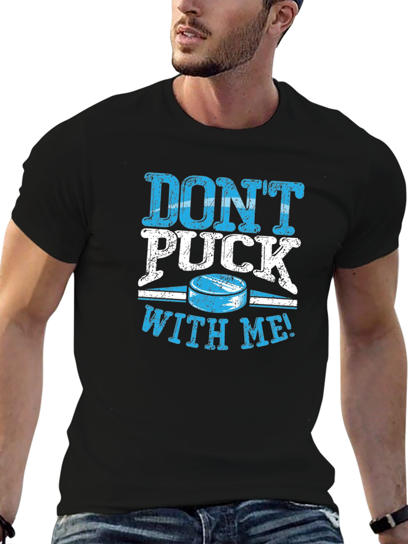 Black Don't Puck With Me Black T-Shirt view 6